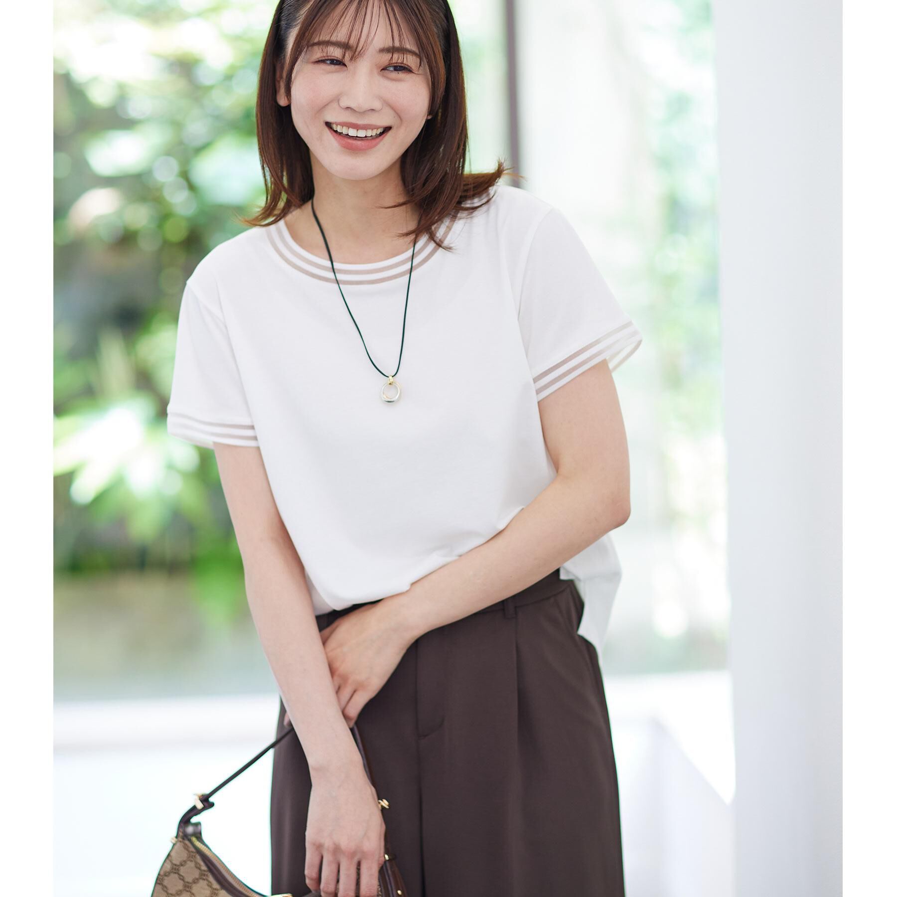 Reflect「【インナーにおすすめ◎】シアーネックデザインプルオーバー」|Tシャツ・カットソー|