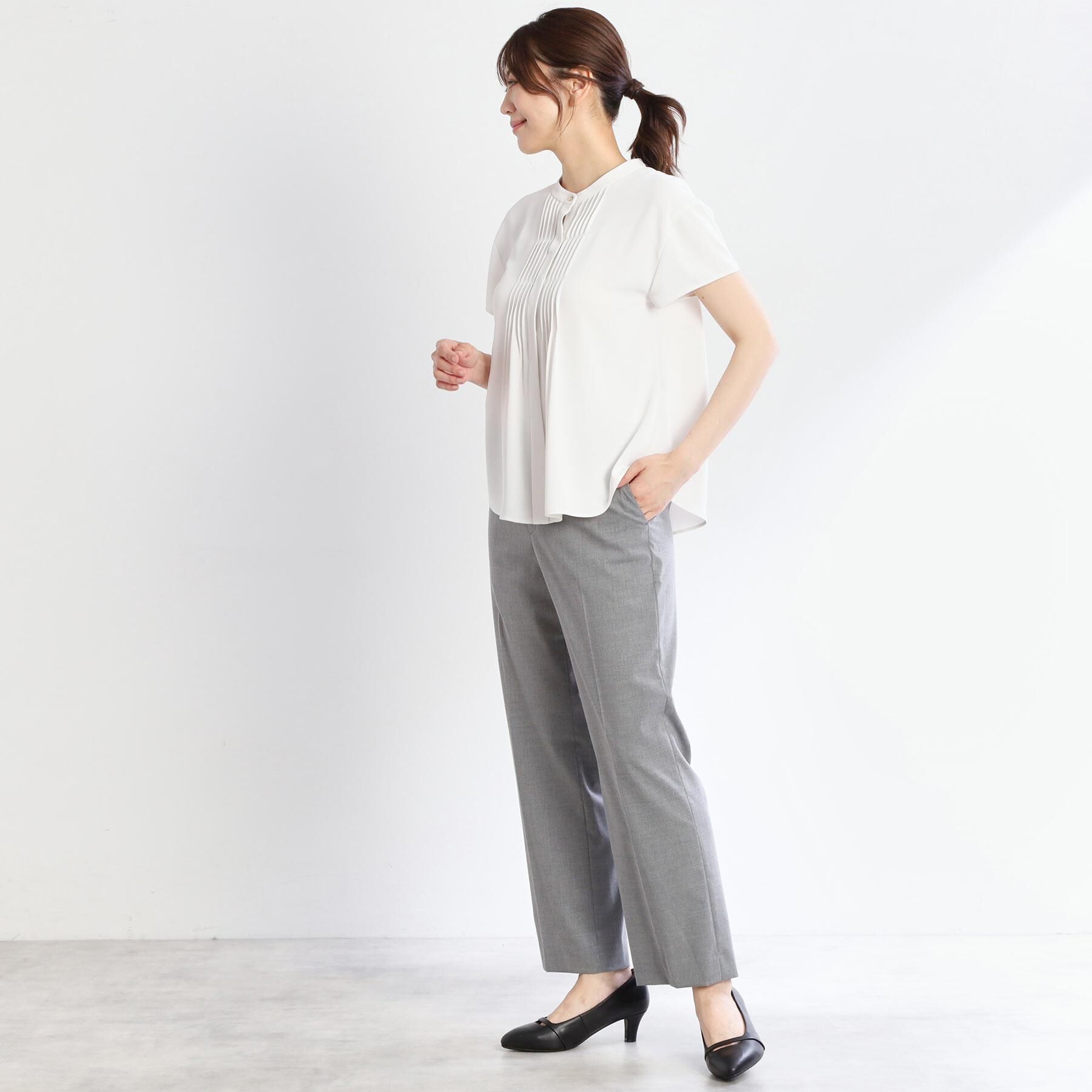 Reflect「【インナーに◎／すっきり見え！長め丈】タックデティールブラウス」|シャツ・ブラウス|