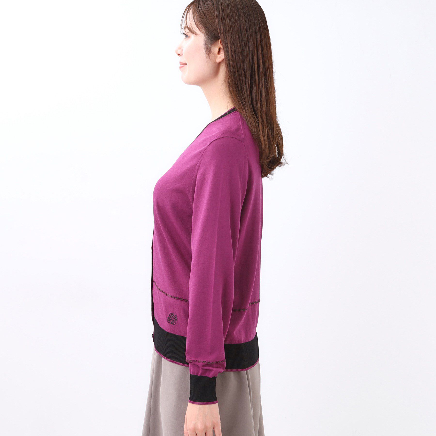 Reflect「【WEB先行カラーあり／手洗い可／アンサンブル可】バイカラーカーディガン」|カーディガン|