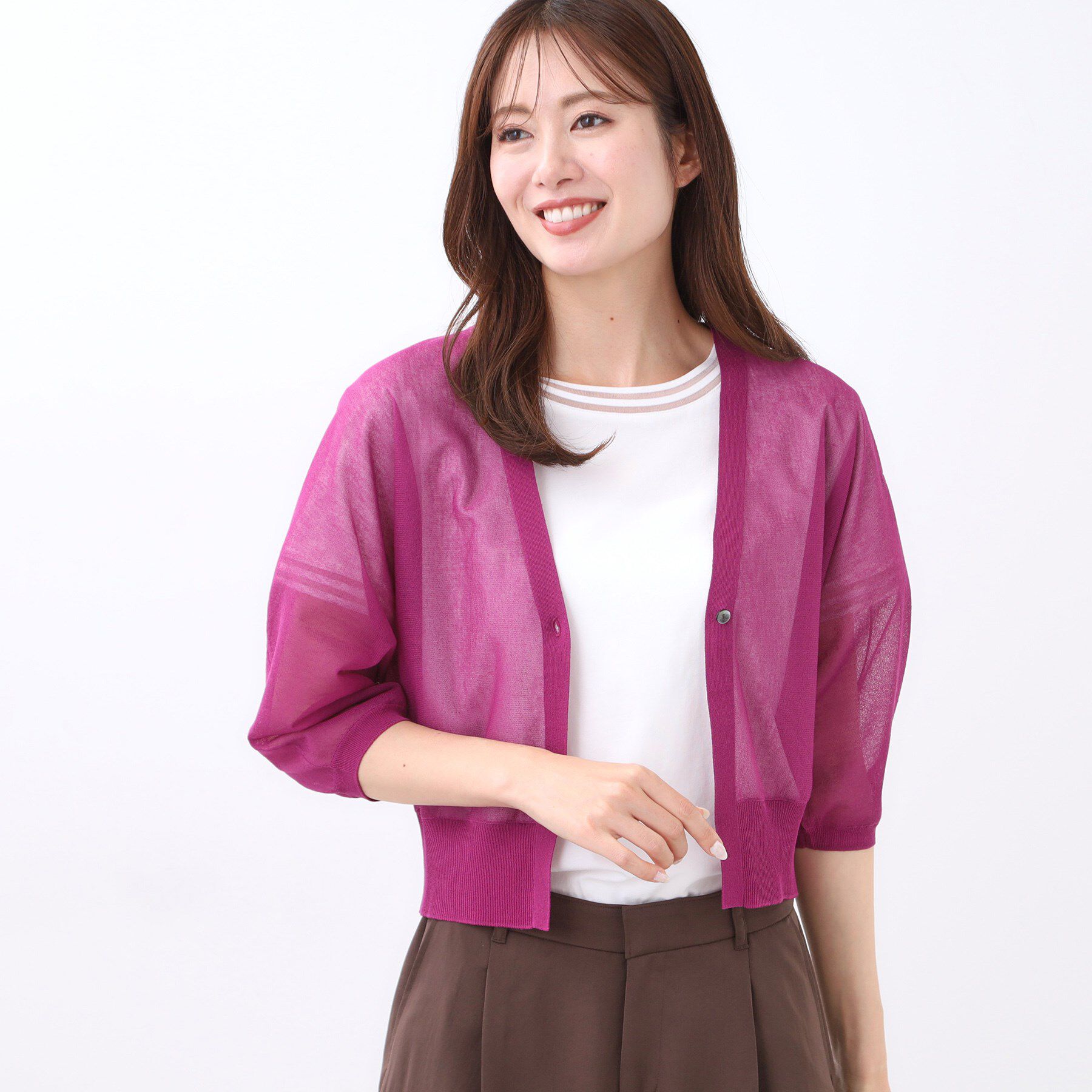 Reflect「【手洗い可】ボレロ風シアーカーディガン」|カーディガン|