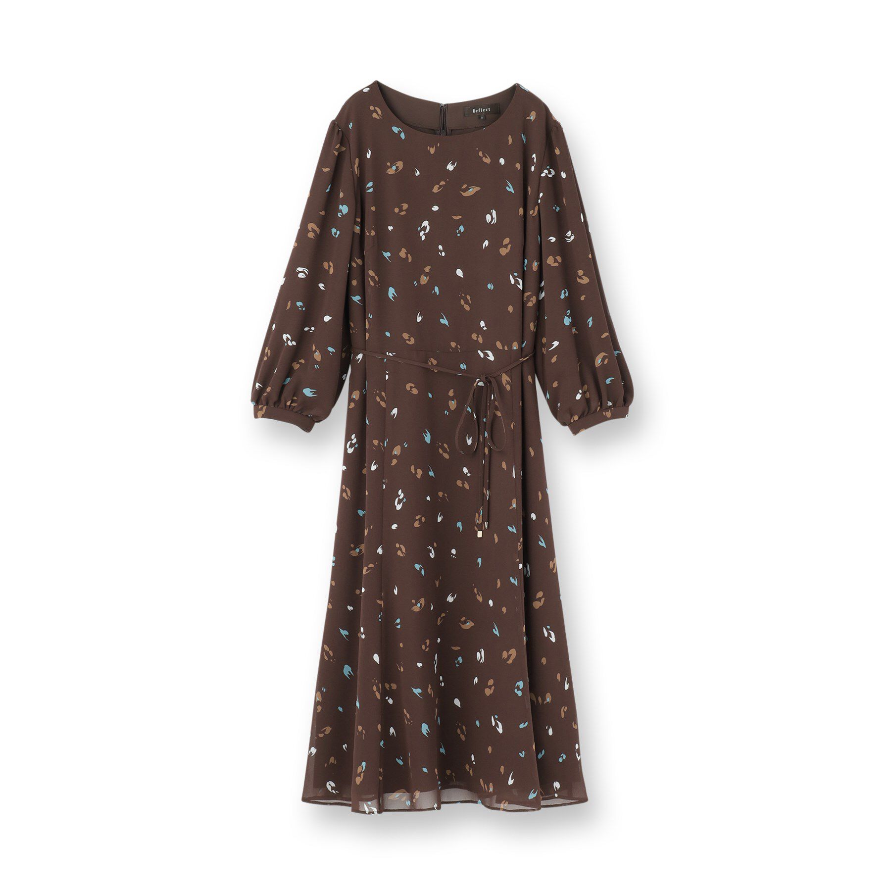 Reflect「【ウエストリボン付き】フレアプリントワンピース」|ワンピース|