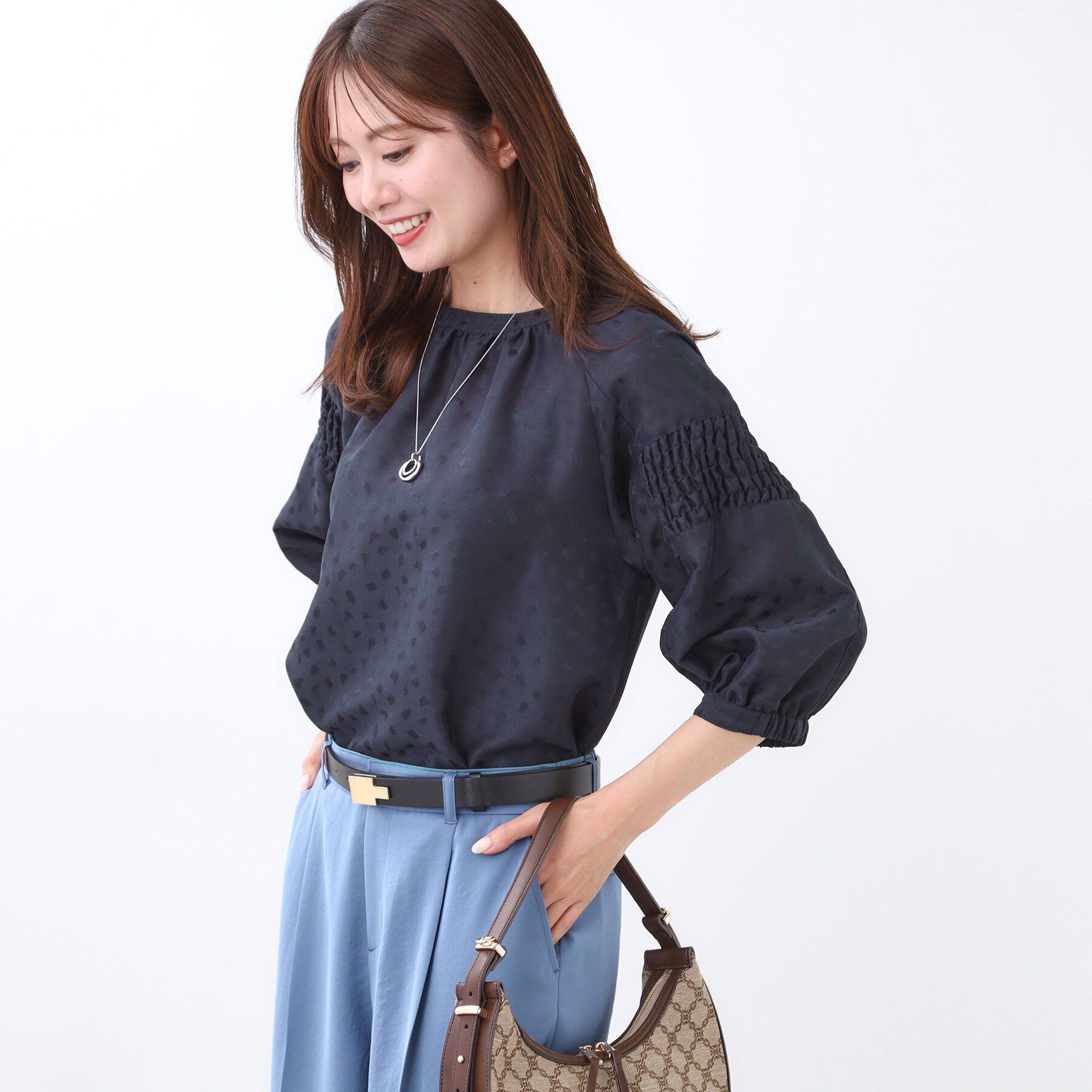 Reflect「【一枚で着映える◎】レオパード風ジャカードブラウス」|シャツ・ブラウス|