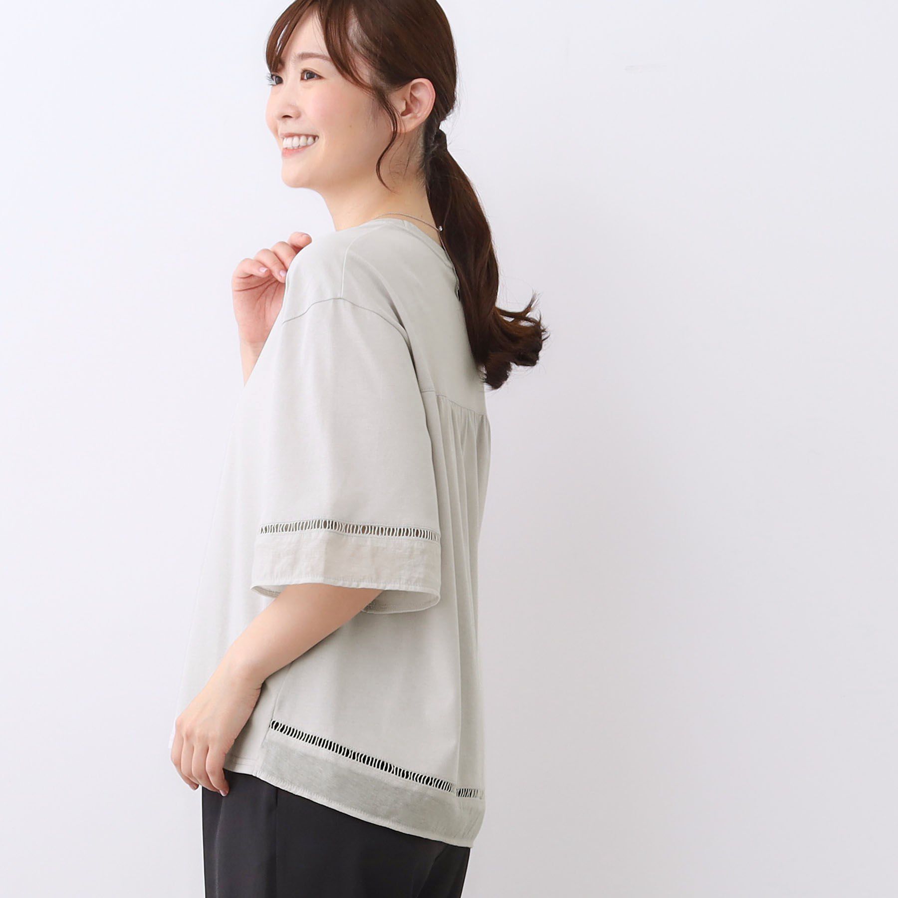 Reflect「【E‐QUALITY／体型カバー】シアー&times;レースデザインプルオーバー」|Tシャツ・カットソー|