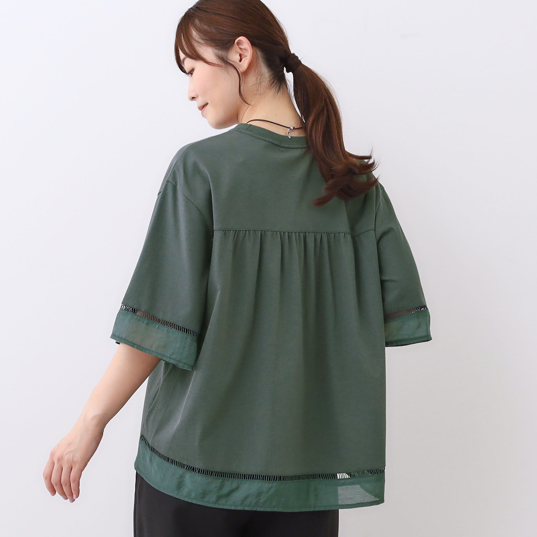 Reflect「【E‐QUALITY／体型カバー】シアー&times;レースデザインプルオーバー」|Tシャツ・カットソー|