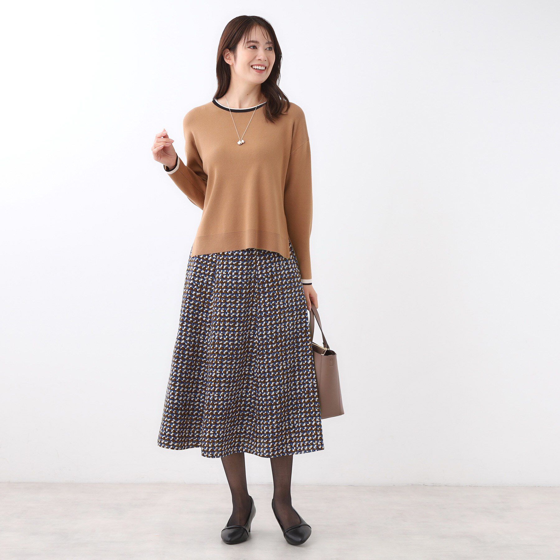 Reflect「【ニットスタイルが華やかに◎】チドリ風プリントフレアスカート」|スカート|