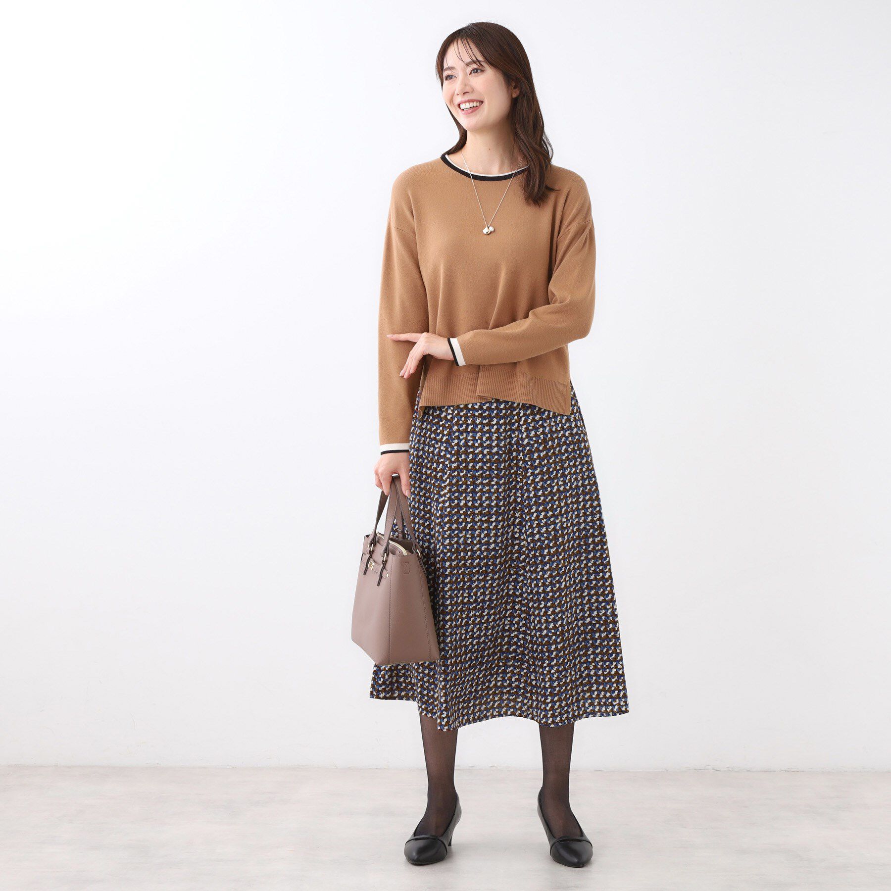 Reflect「【ニットスタイルが華やかに◎】チドリ風プリントフレアスカート」|スカート|