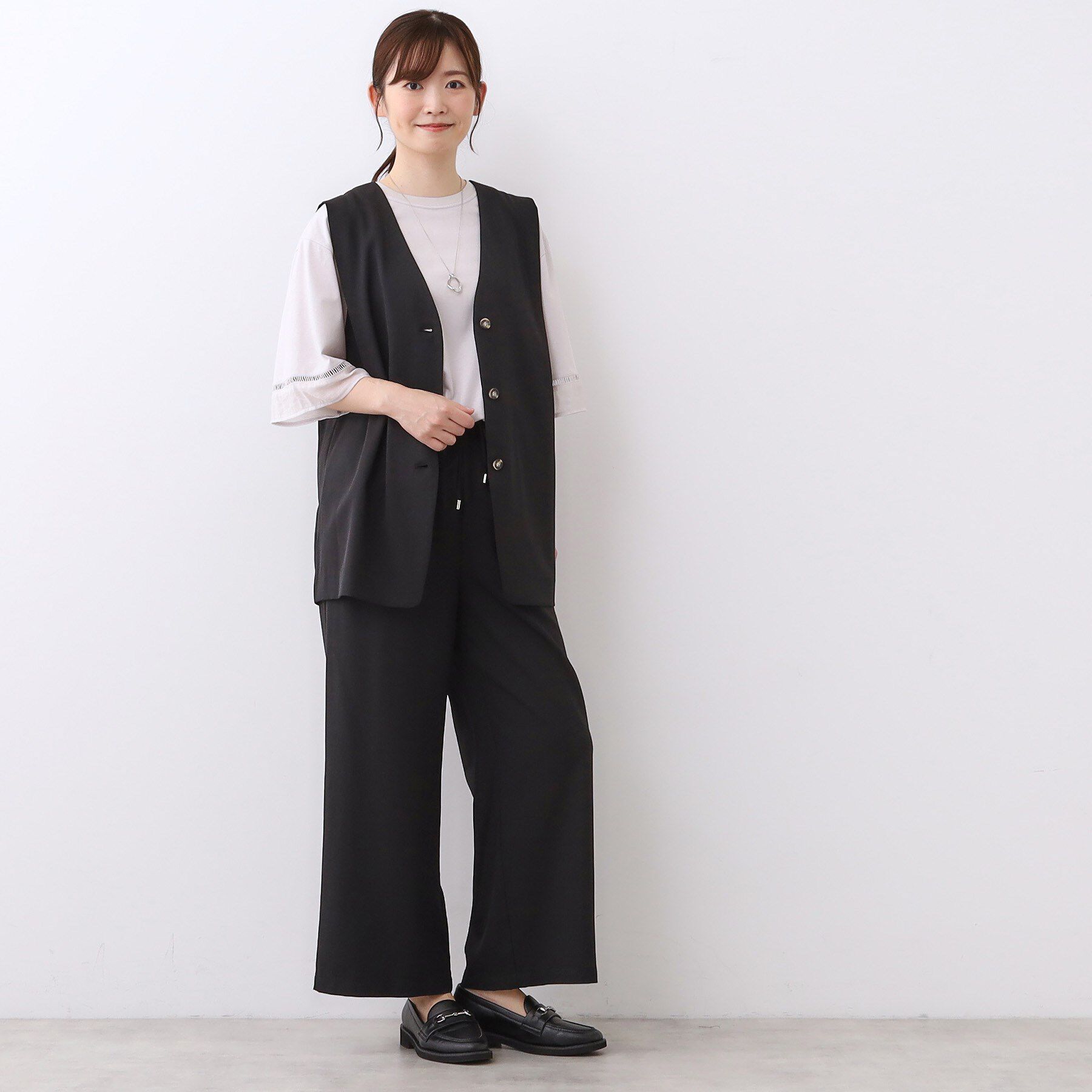 Reflect「【ウエスト総ゴム／セットアップ／単品使いOK◎】ベスト＋ストレートパンツセット」|スーツ|