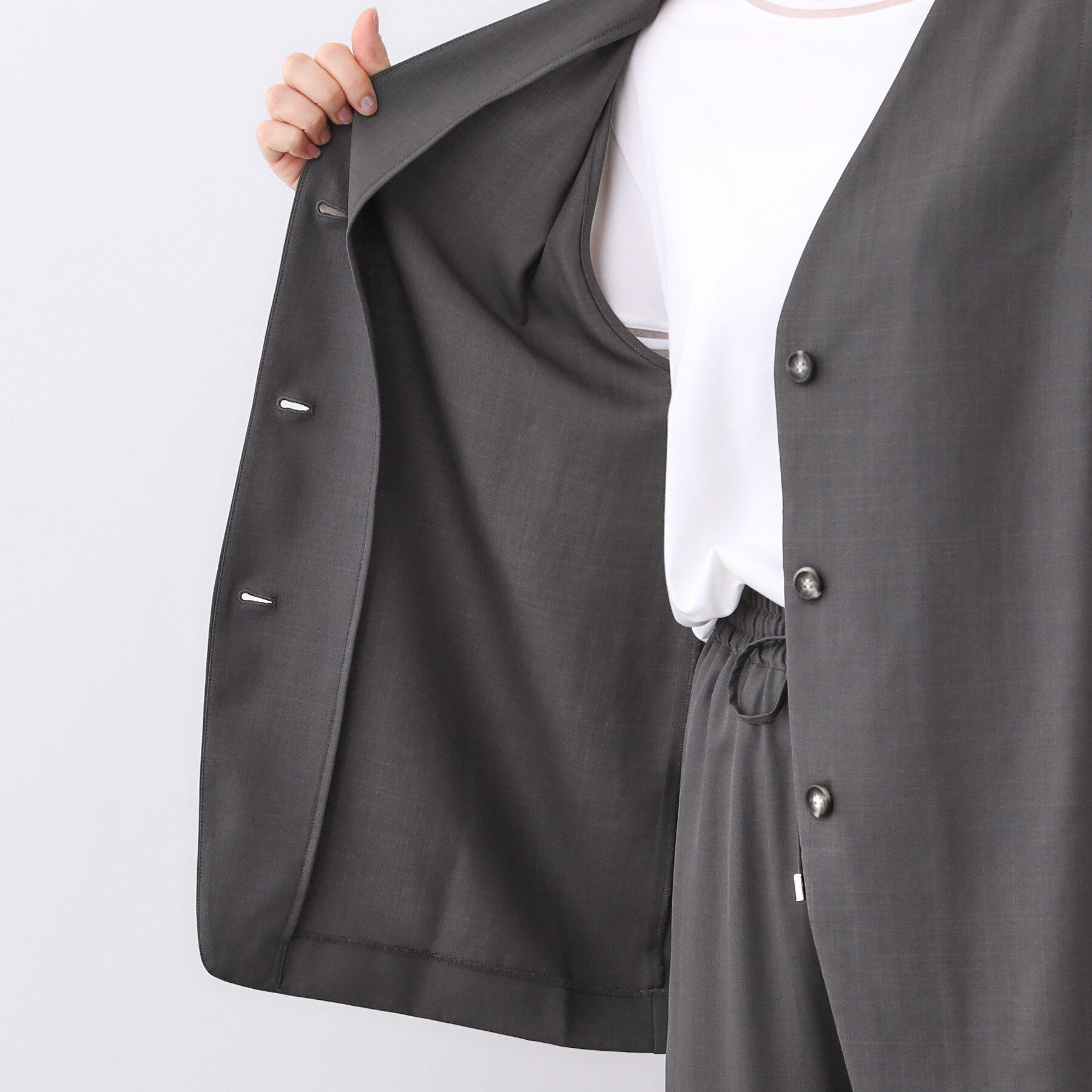 Reflect「【ウエスト総ゴム／セットアップ／単品使いOK◎】ベスト＋ストレートパンツセット」|スーツ|