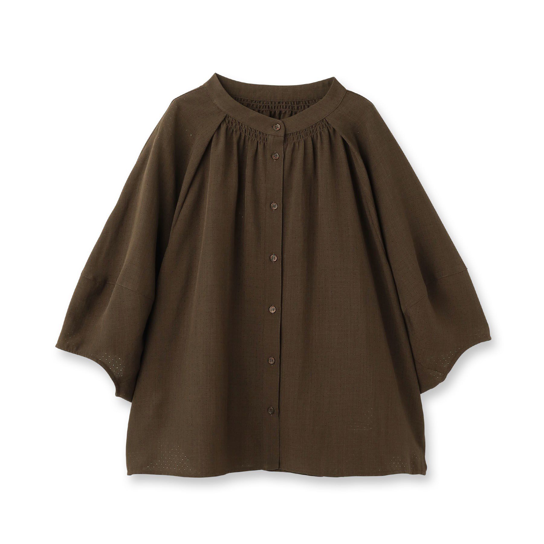 Reflect「【体型カバー／ゆったり着られる◎】バンドカラー七分袖ブラウス」|シャツ・ブラウス|