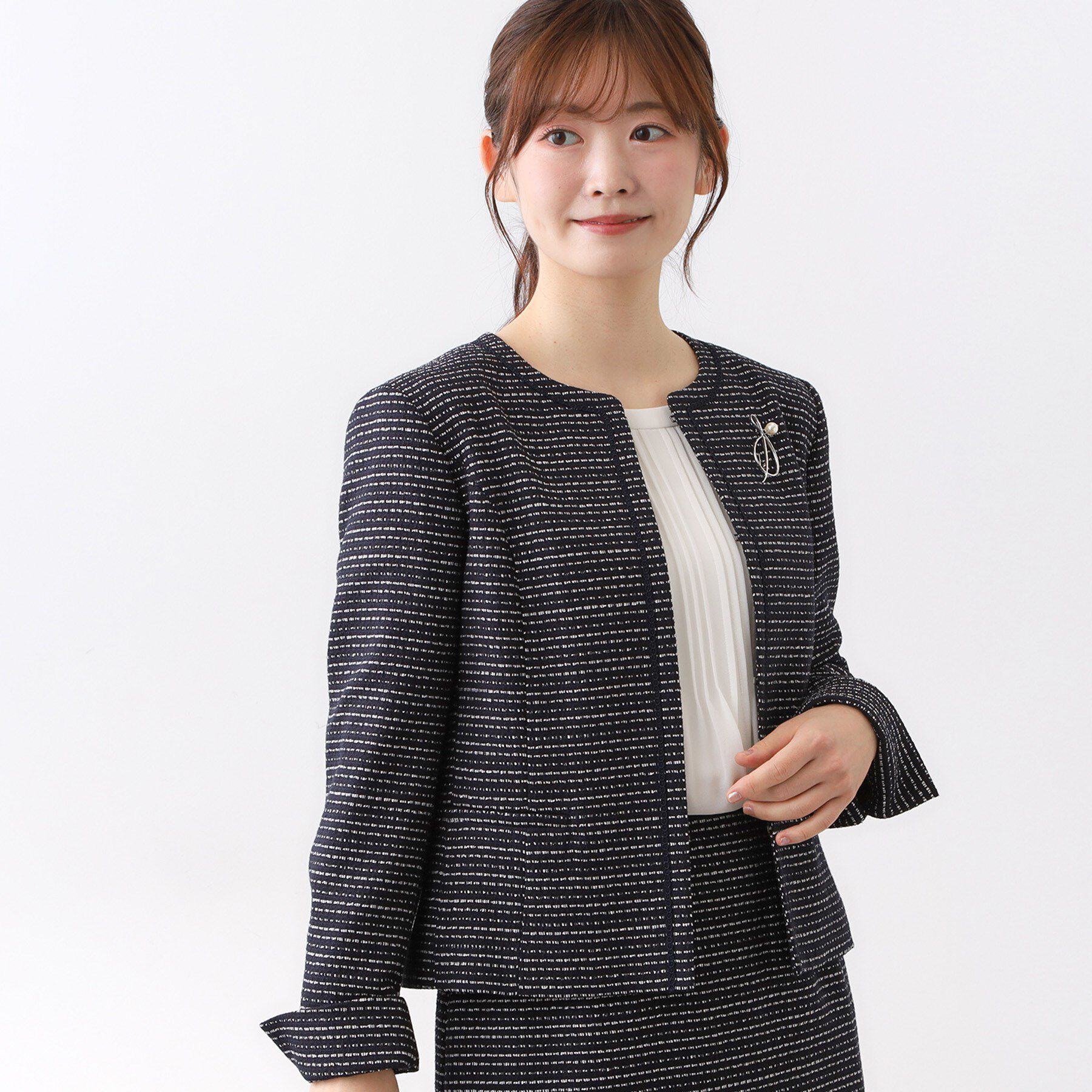 Reflect「【フォーマル／入卒／セットアップ可】ツイードジャケット」|ノーカラージャケット|