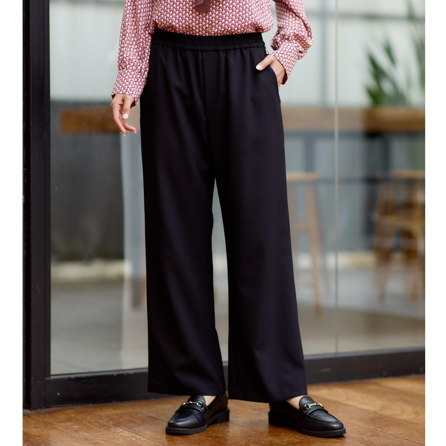 Reflect「【ウエスト総ゴム／セットアップ可】フルレングスストレートパンツ」|その他|ブラック(019)