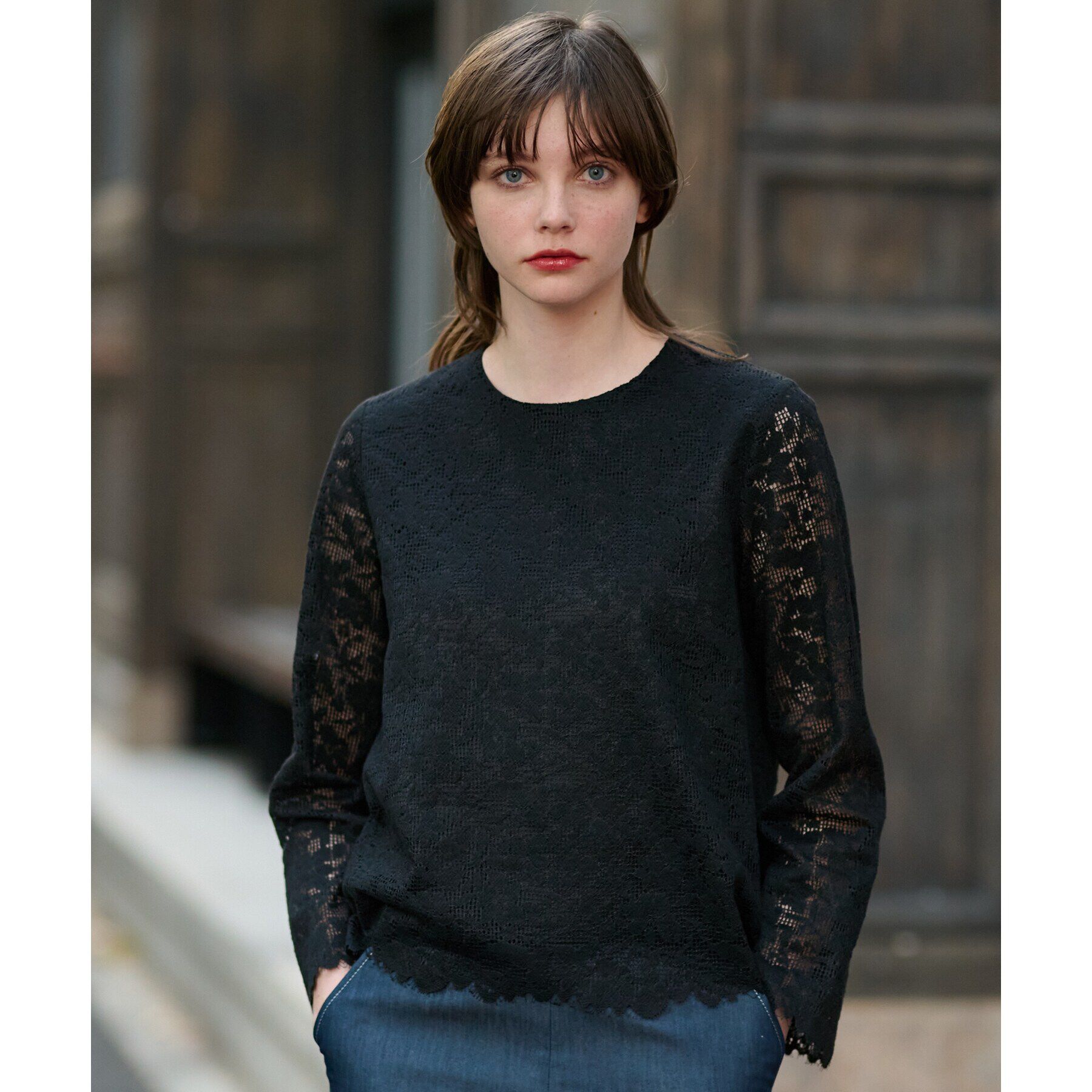 DRESSTERIOR「【通勤/セレモニー/洗える】オーガニックコットンレースブラウス」|シャツ・ブラウス|