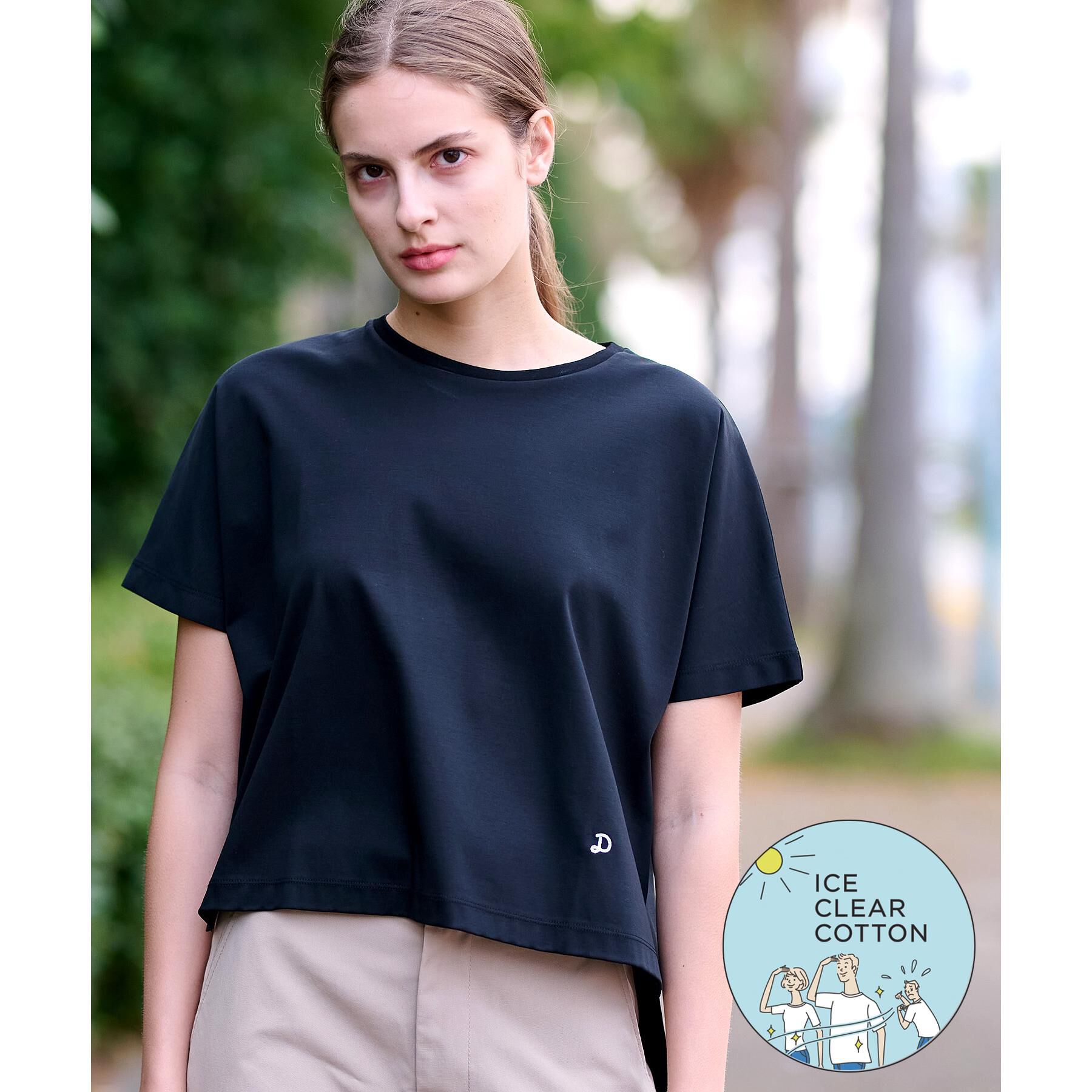DRESSTERIOR「【接触冷感/抗菌防臭/消臭】アイスクリアコットンドルマンT」|Tシャツ・カットソー|ブラック(019)