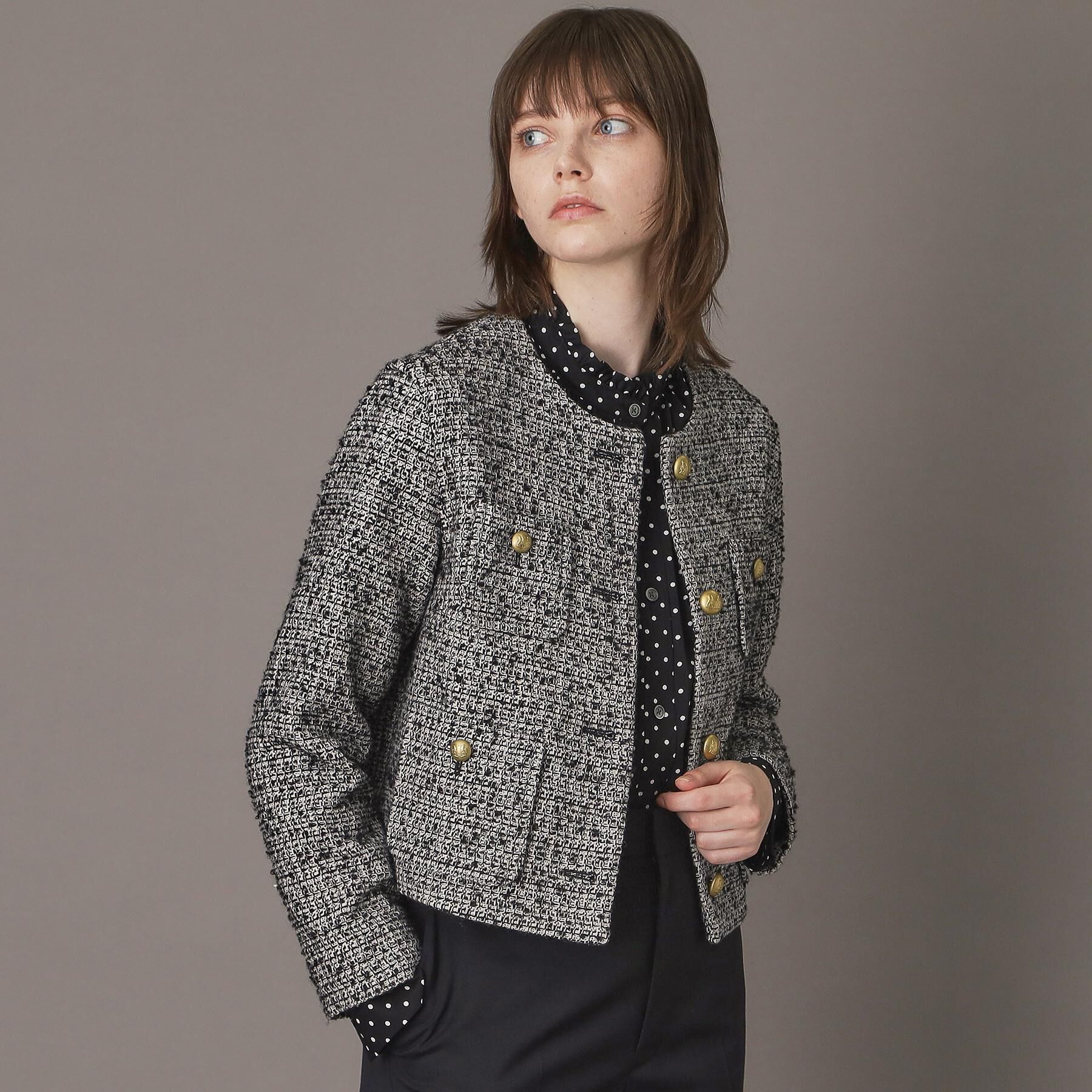 DRESSTERIOR「【セットアップ可】ツイード ノーカラージャケット」|ノーカラージャケット|