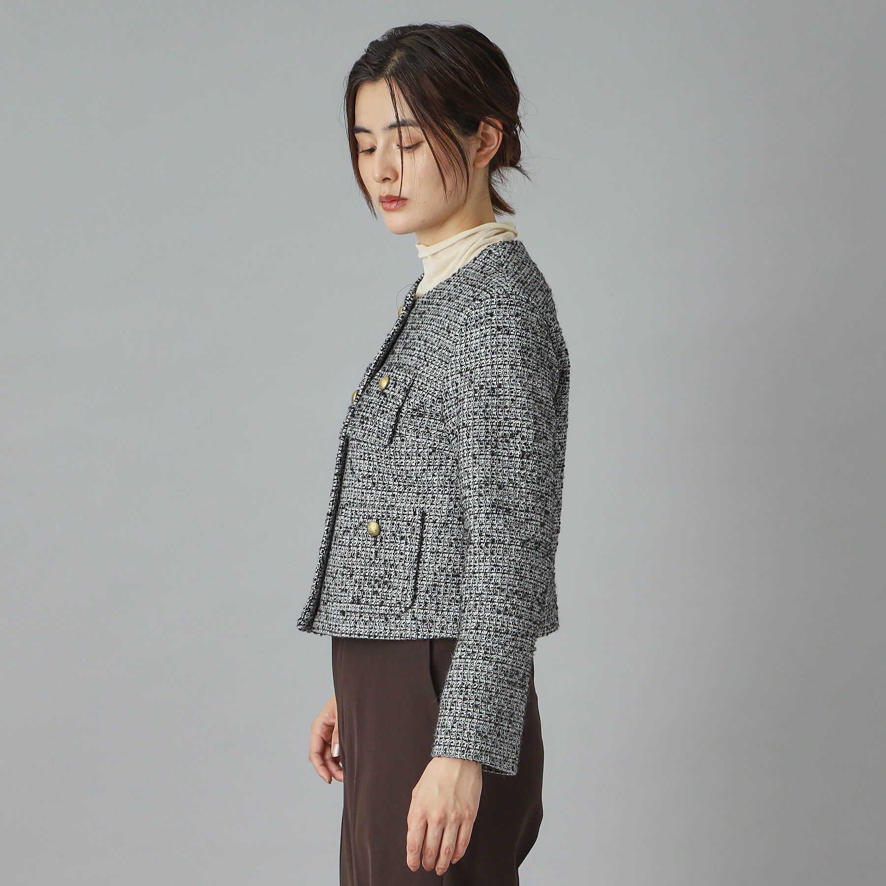 DRESSTERIOR「【セットアップ可】ツイード ノーカラージャケット」|ノーカラージャケット|