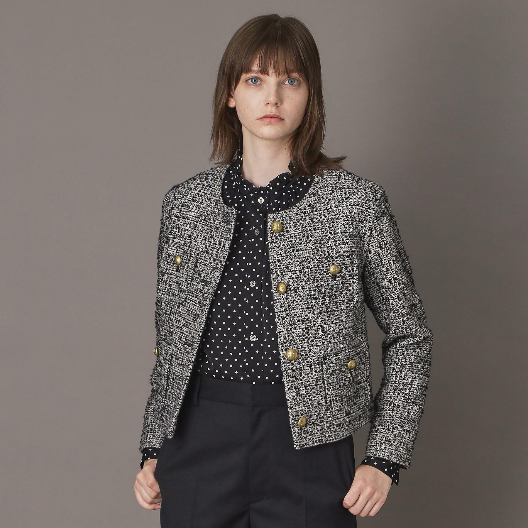 DRESSTERIOR「【セットアップ可】ツイード ノーカラージャケット」|ノーカラージャケット|