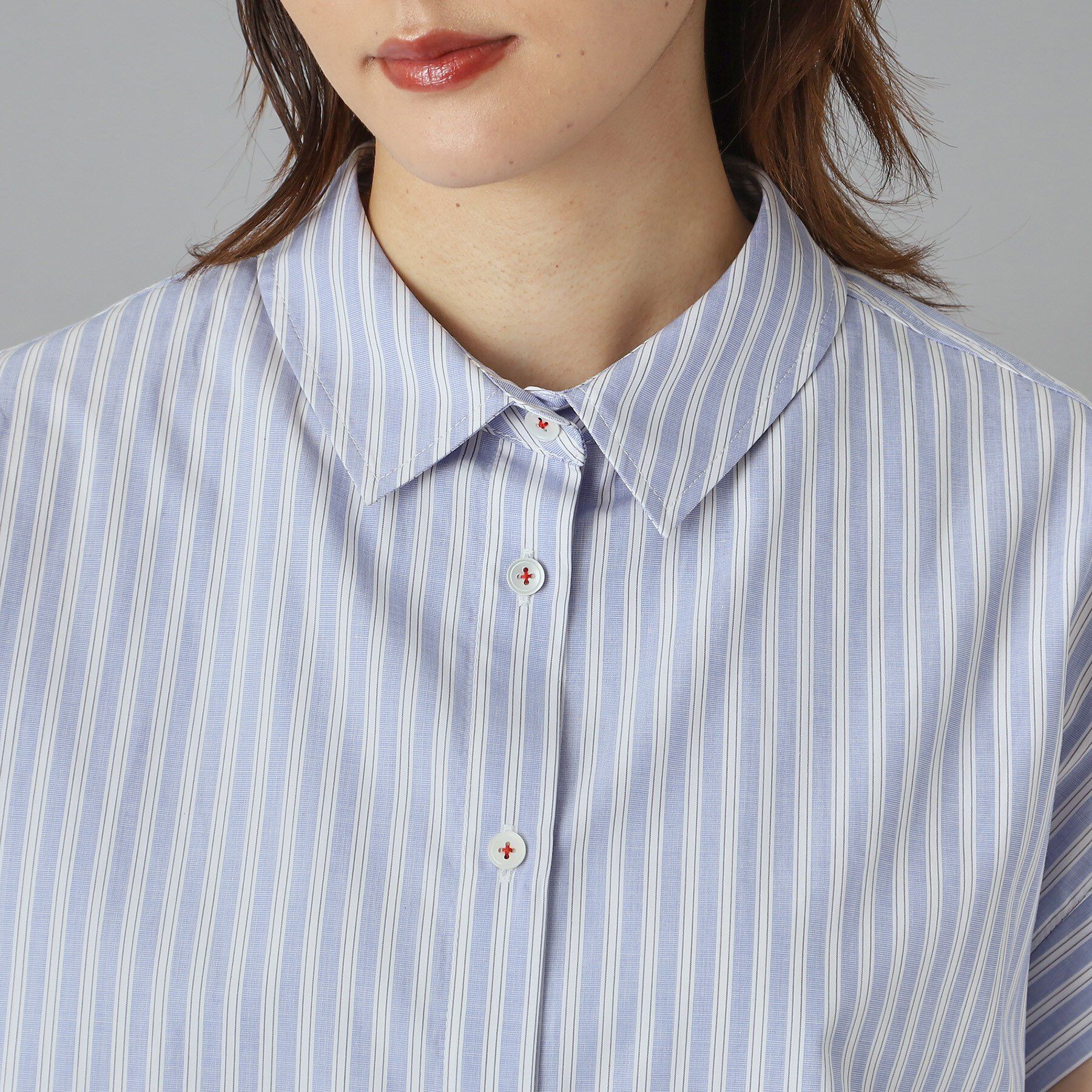 DRESSTERIOR「【洗える/コットン100％】イレギュラーヘムストライプシャツ」|シャツ・ブラウス|