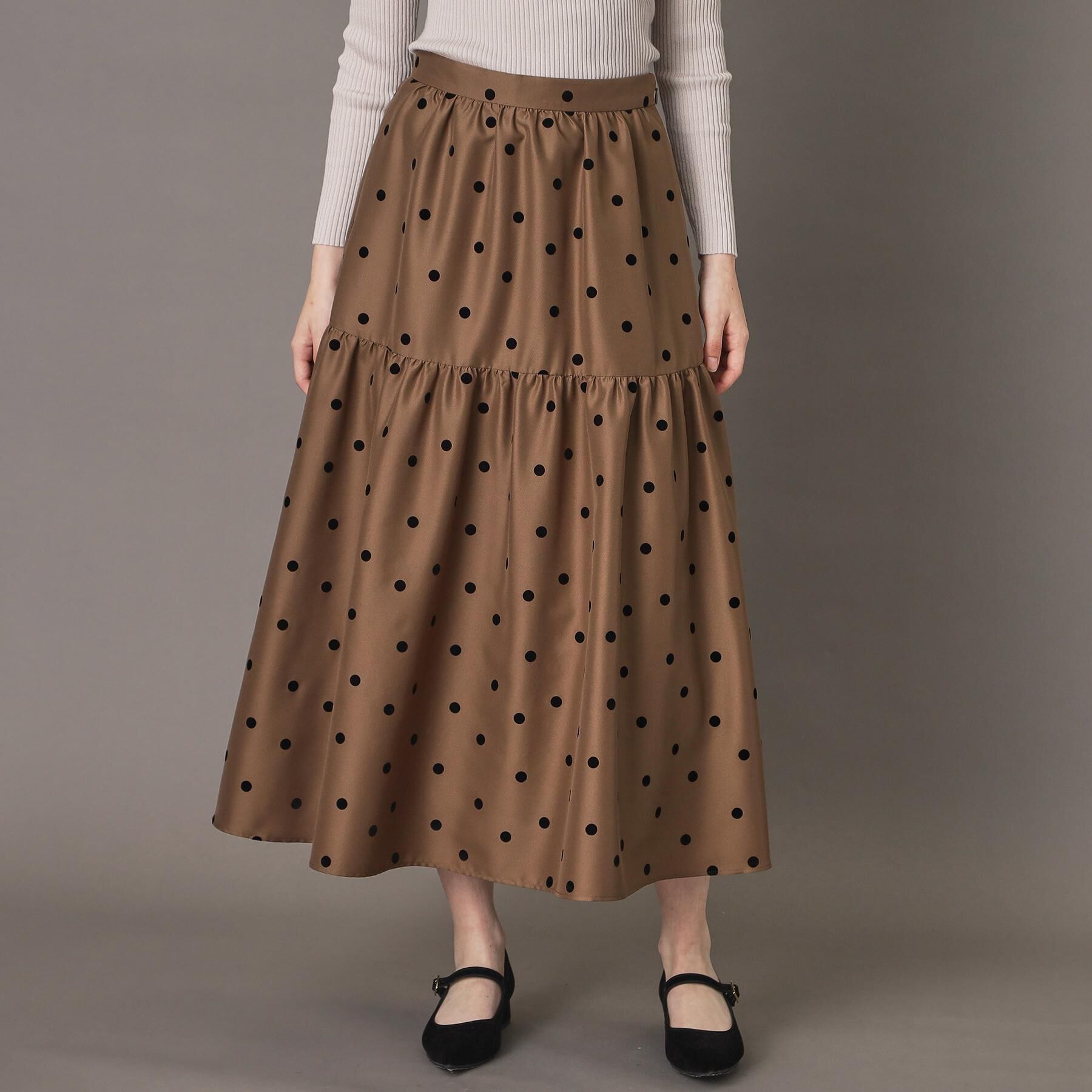 DRESSTERIOR「【CLASSY.12月号掲載】フロッキードットスカート」|スカート|キャメルブラウン(1
