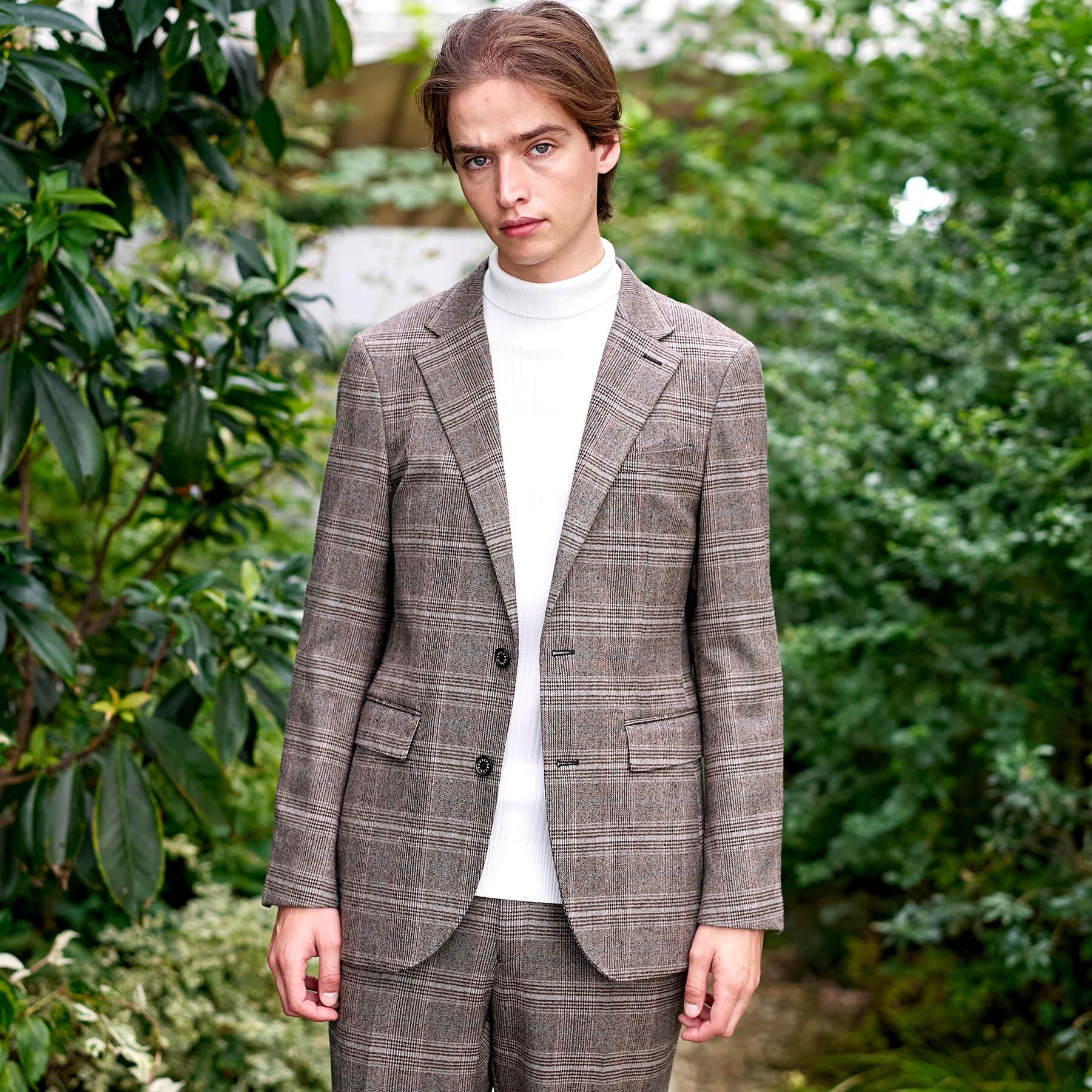 DRESSTERIOR「【セットアップ可】ヨーロピアン グレンチェックジャケット」|テーラードジャケット|ブラウン(243)