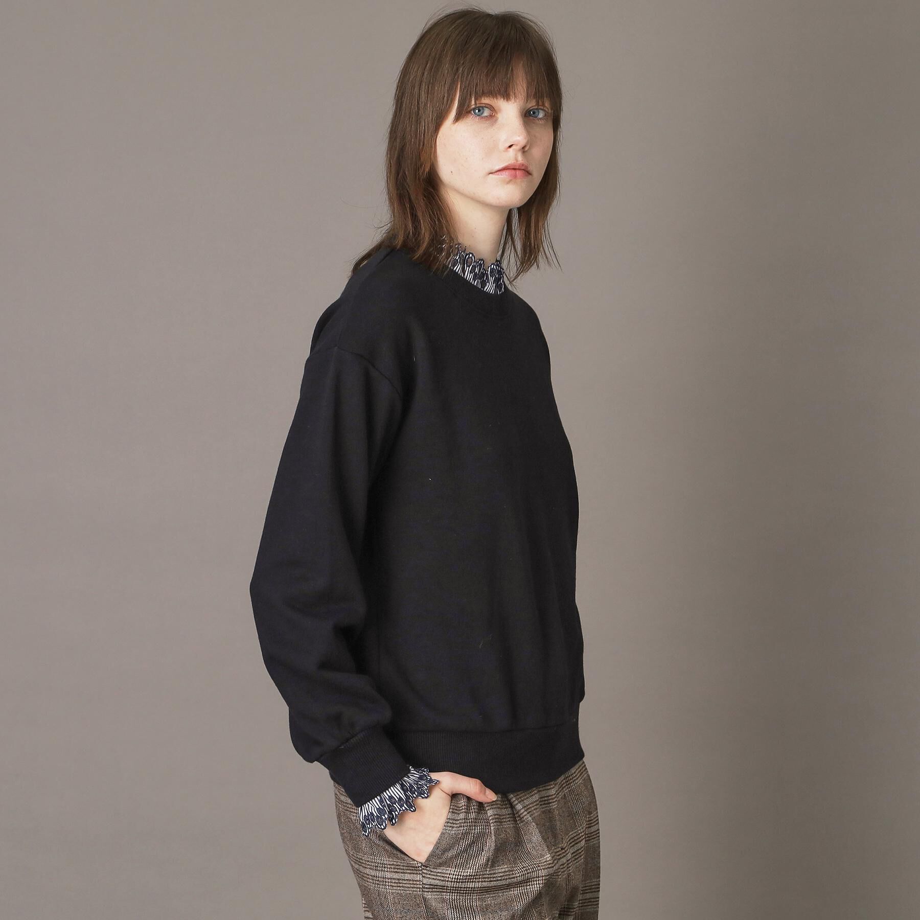 DRESSTERIOR「取り外しフリル付き裏毛プルオーバー」|パーカー|