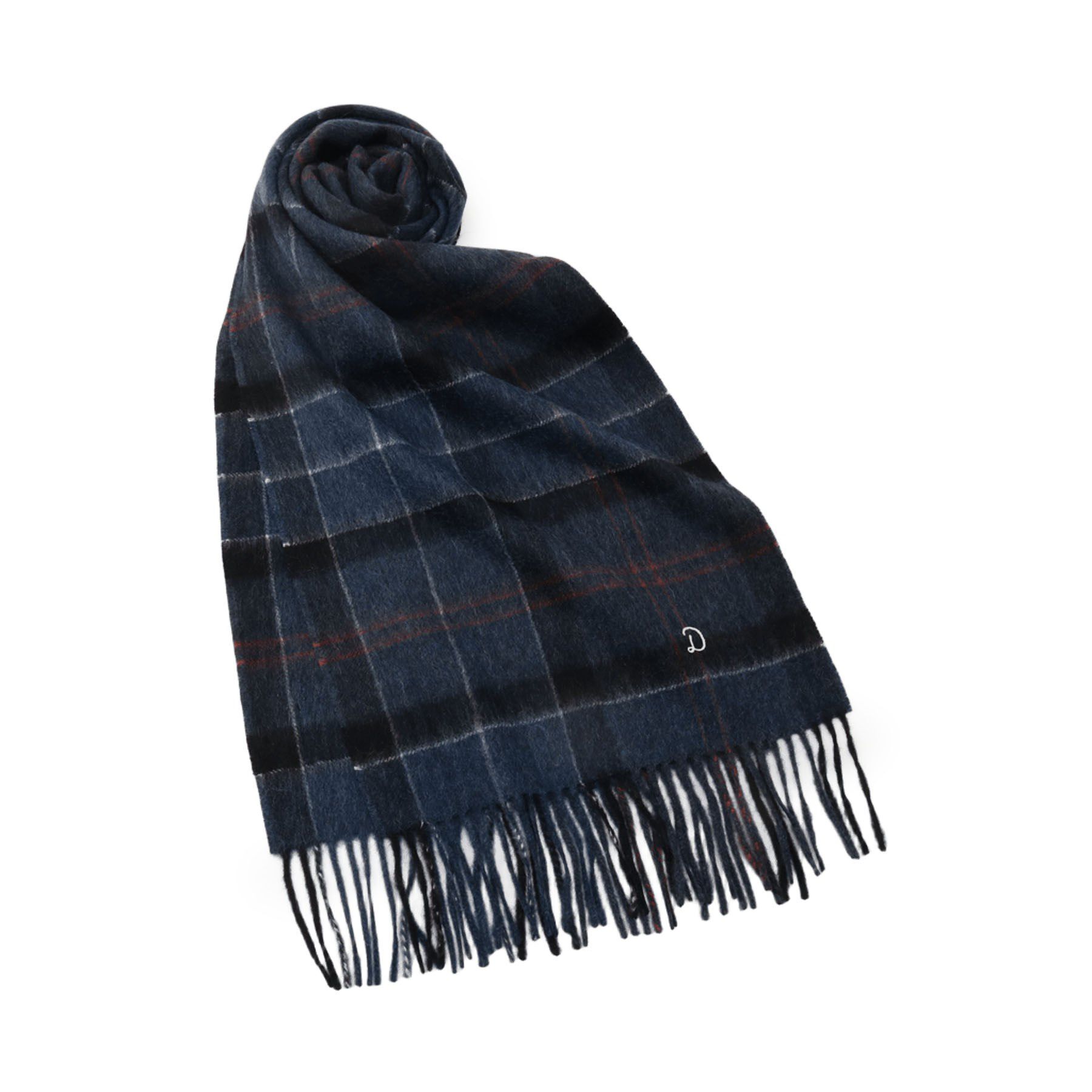 DRESSTERIOR「カシミヤチェックマフラー」|ストール|ブルー(293)