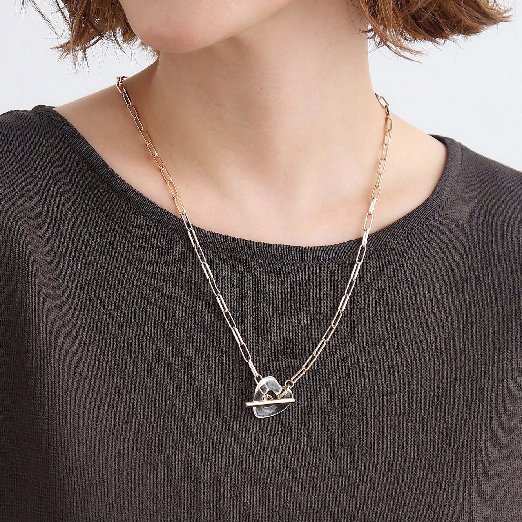 grove「クリアハートマンテルチェーンネックレス」|ネックレス|