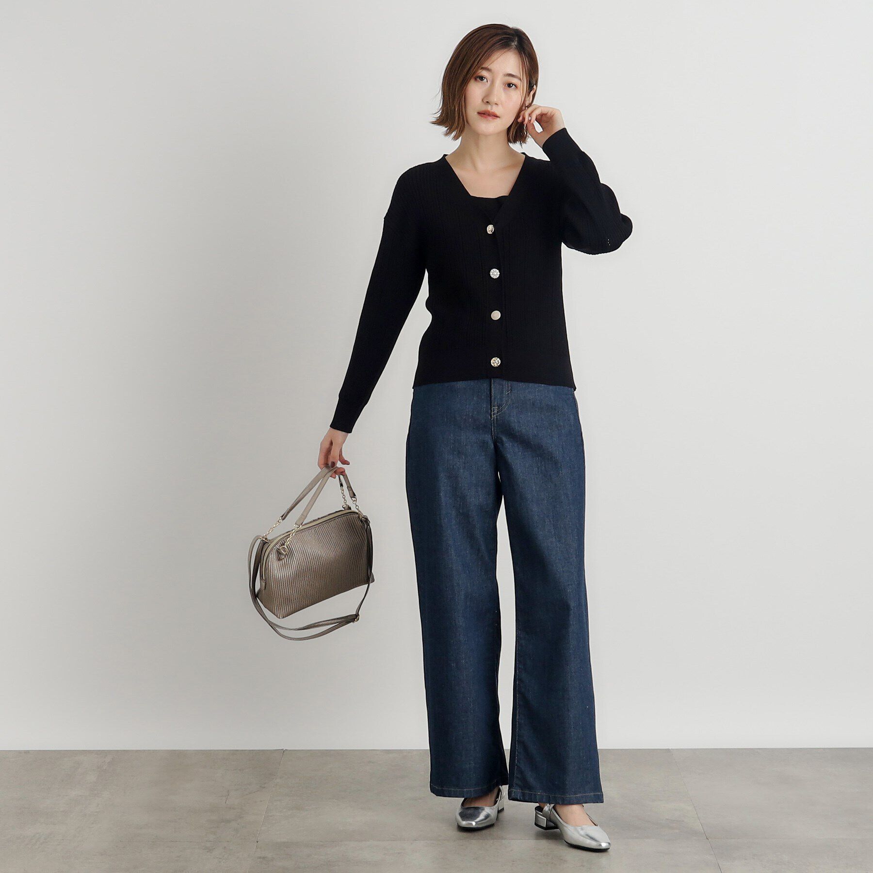 grove「多ボタン透かしニットカーディガン」|カーディガン|