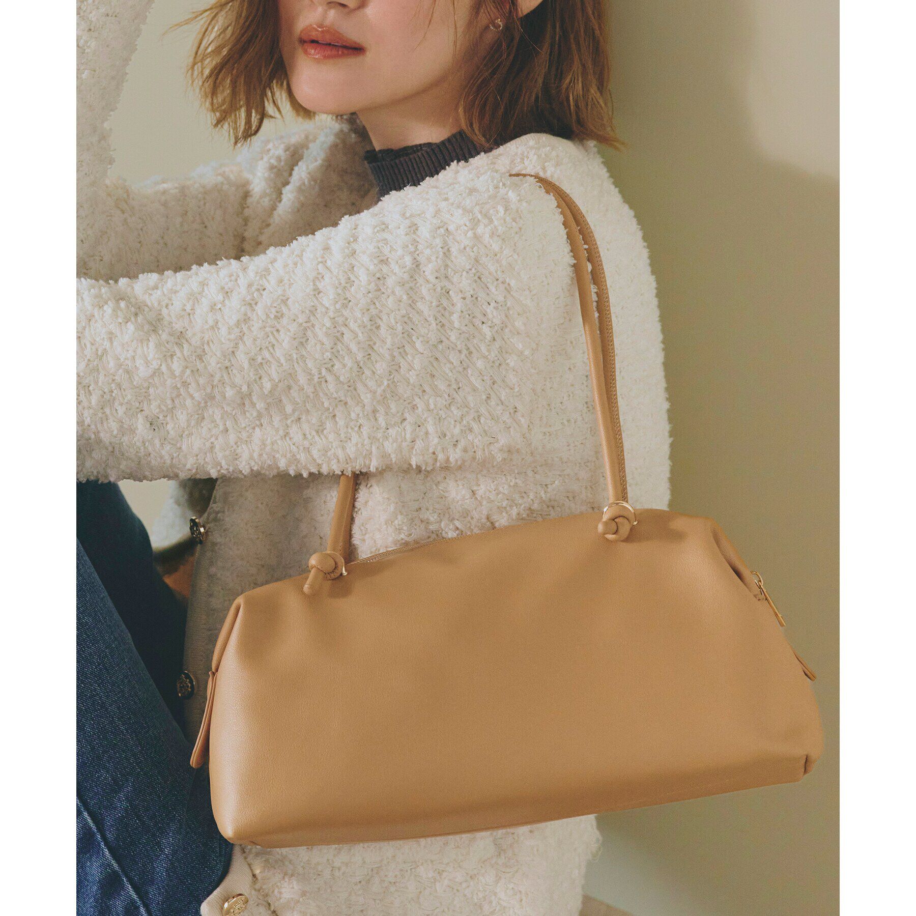 grove「ロープノットロングハンドルボストン」|ハンドバッグ|マスタード(033)