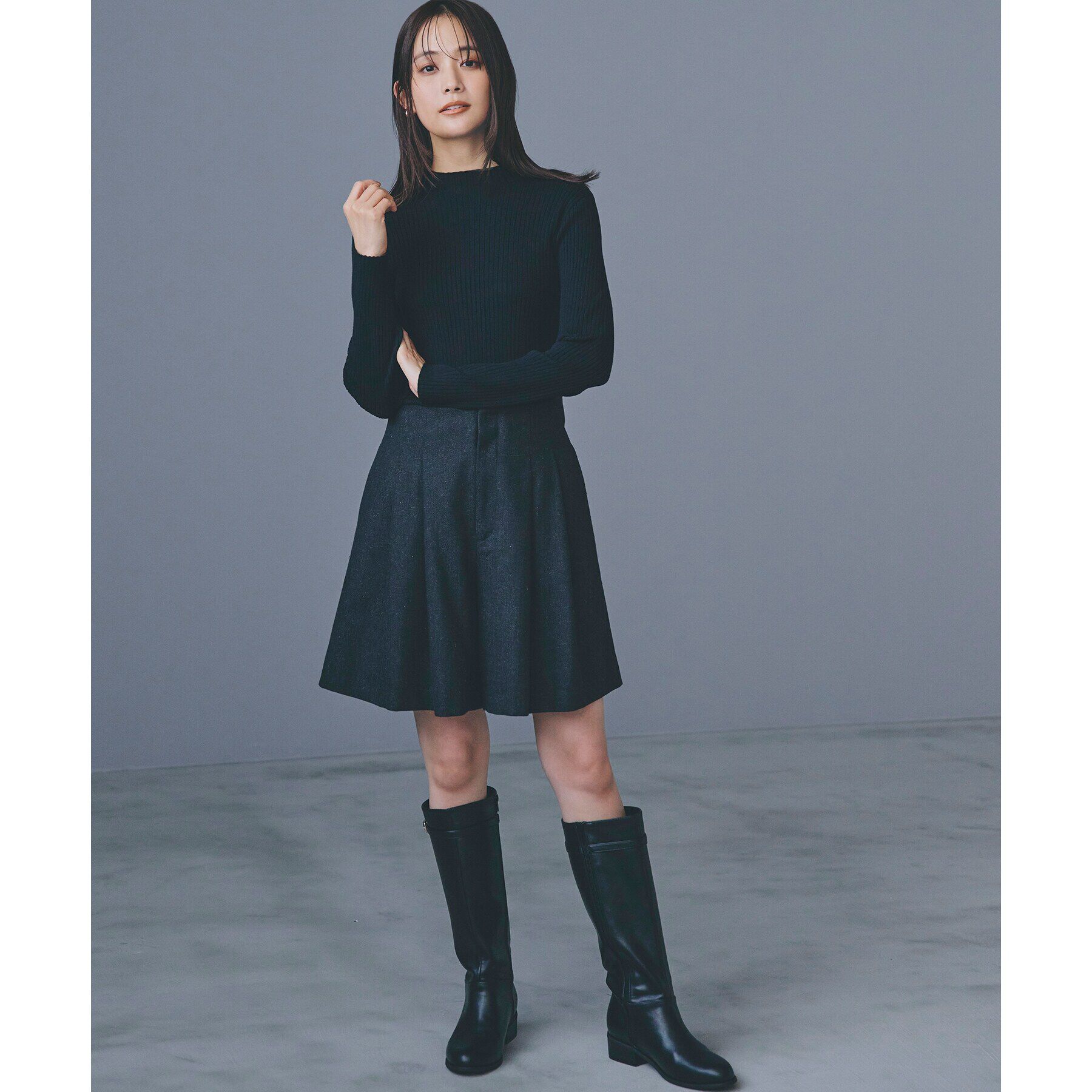 grove「【吸湿発熱／帯電防止】ハイネックリブプルオーバー」|ニット・セーター|