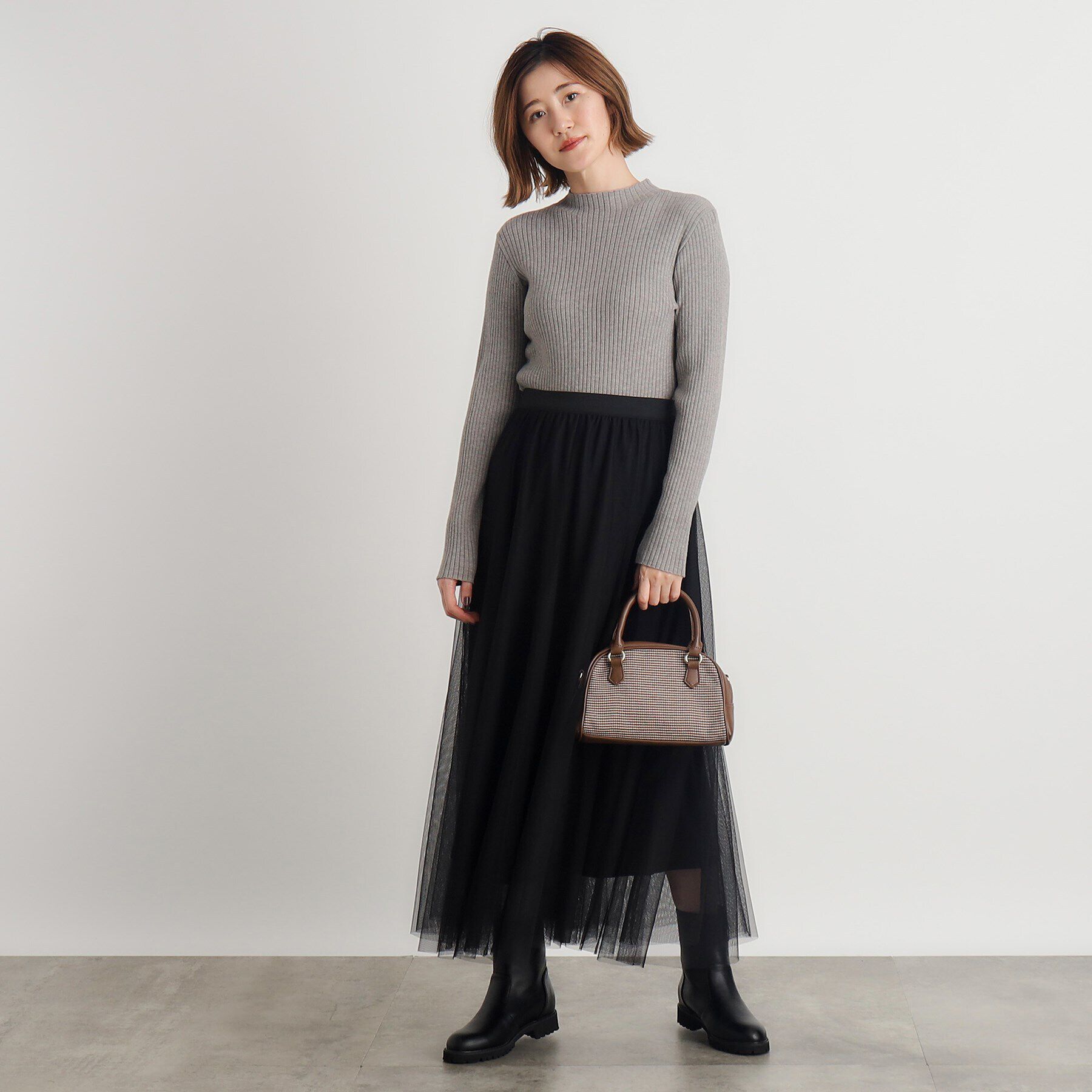 grove「【吸湿発熱／帯電防止】ハイネックリブプルオーバー」|ニット・セーター|