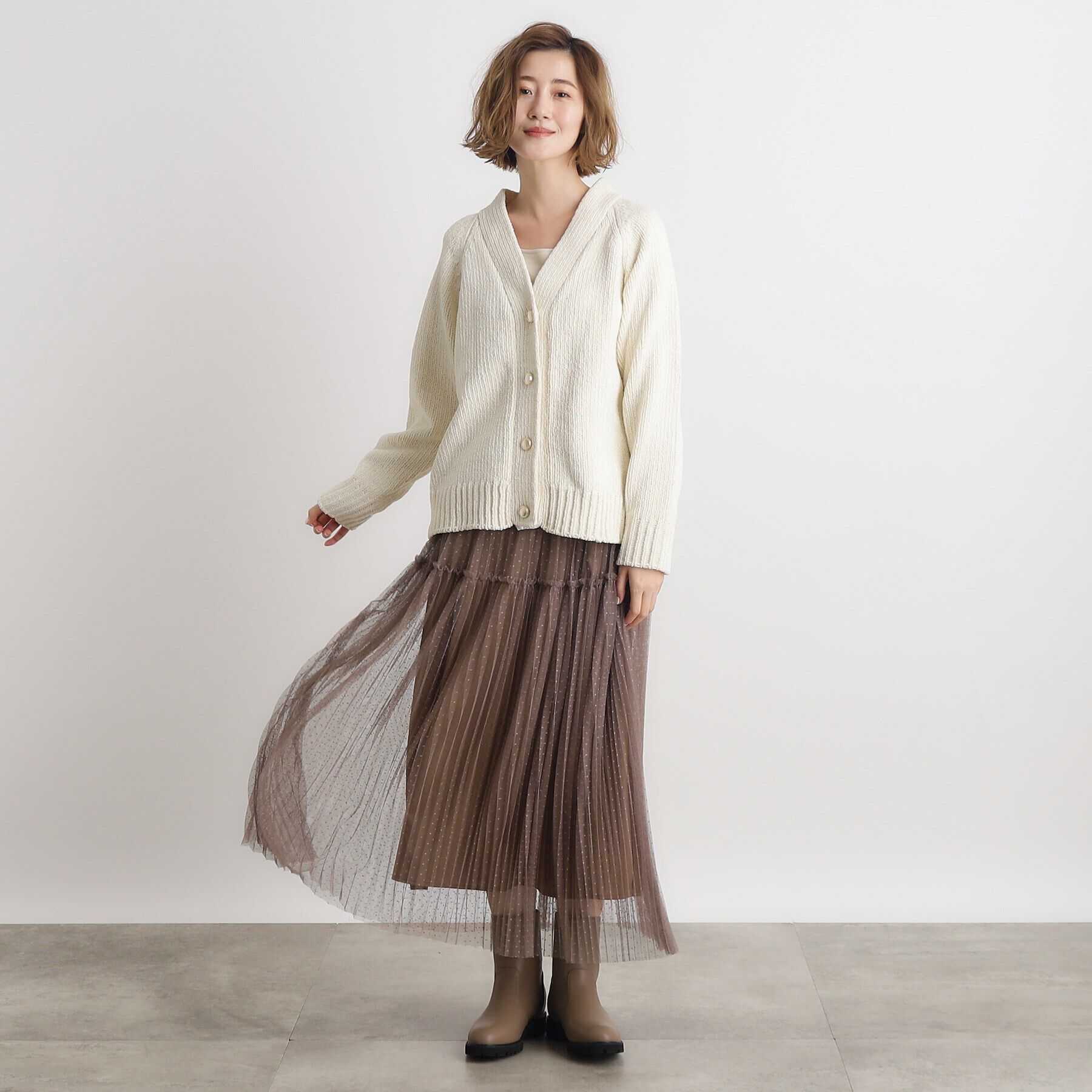 grove「ドットチュールプリーツスカート」|スカート|