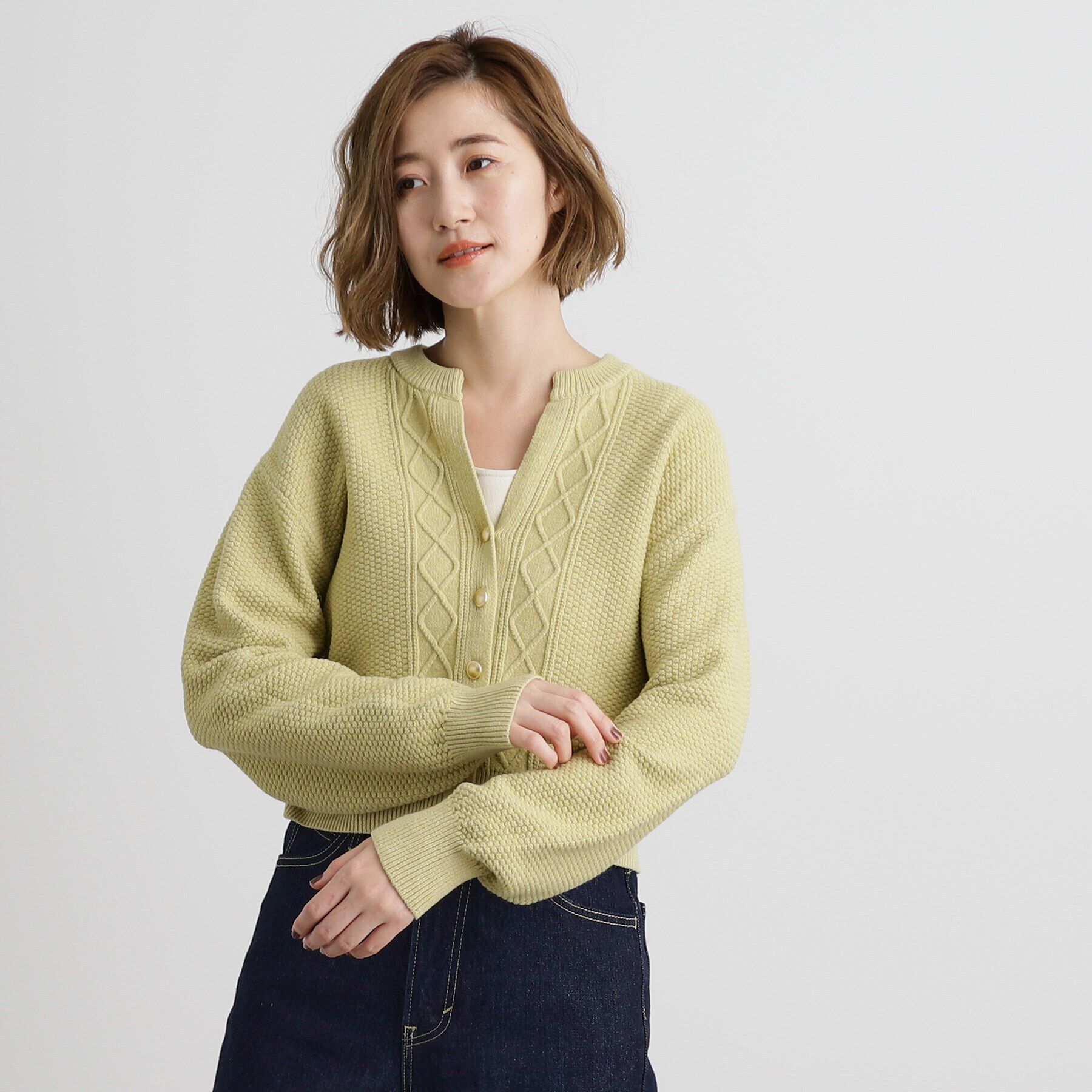 grove「スリットネッククロップドカーディガン」|カーディガン|