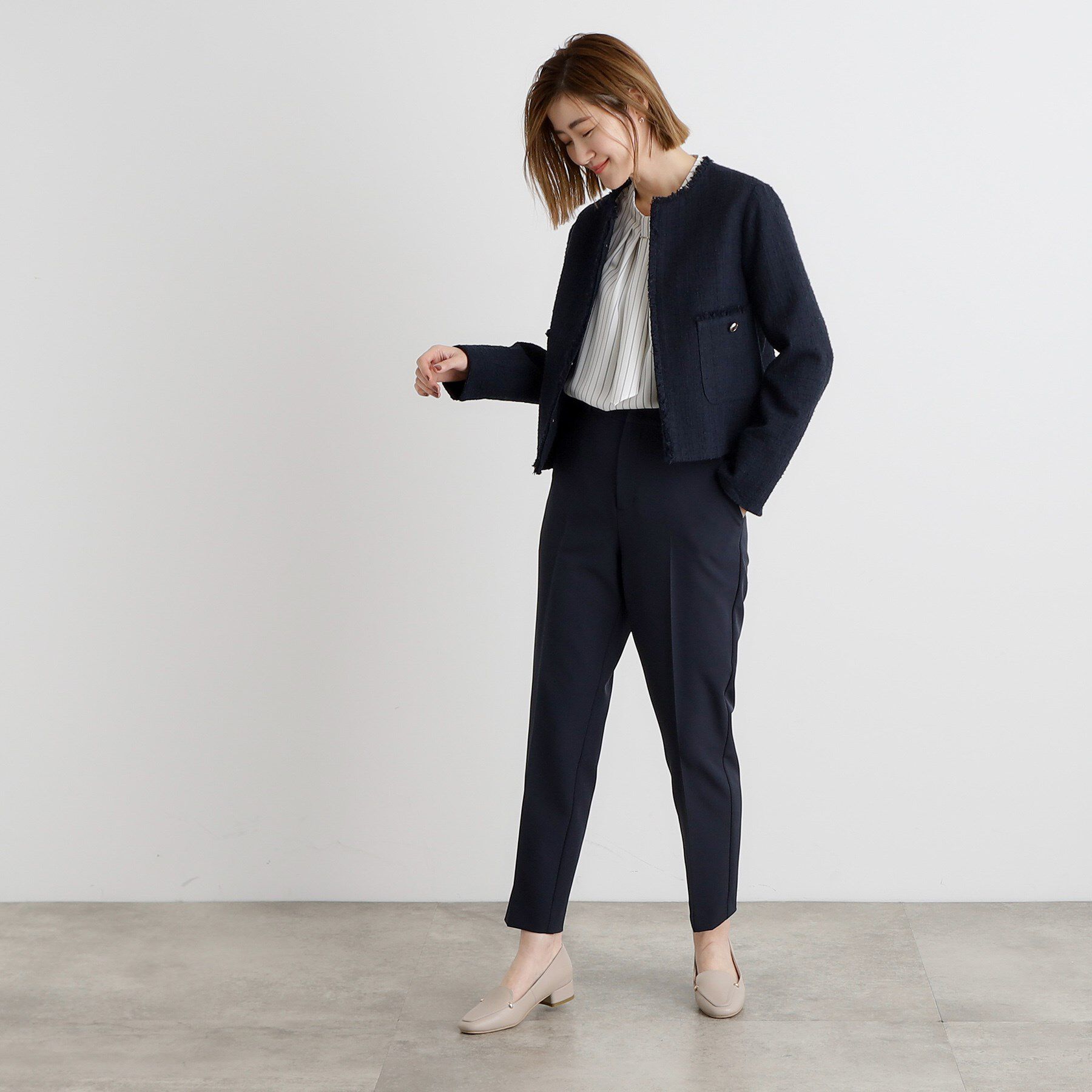 grove「【雑誌掲載】ツイードコンパクトジャケット」|ノーカラージャケット|