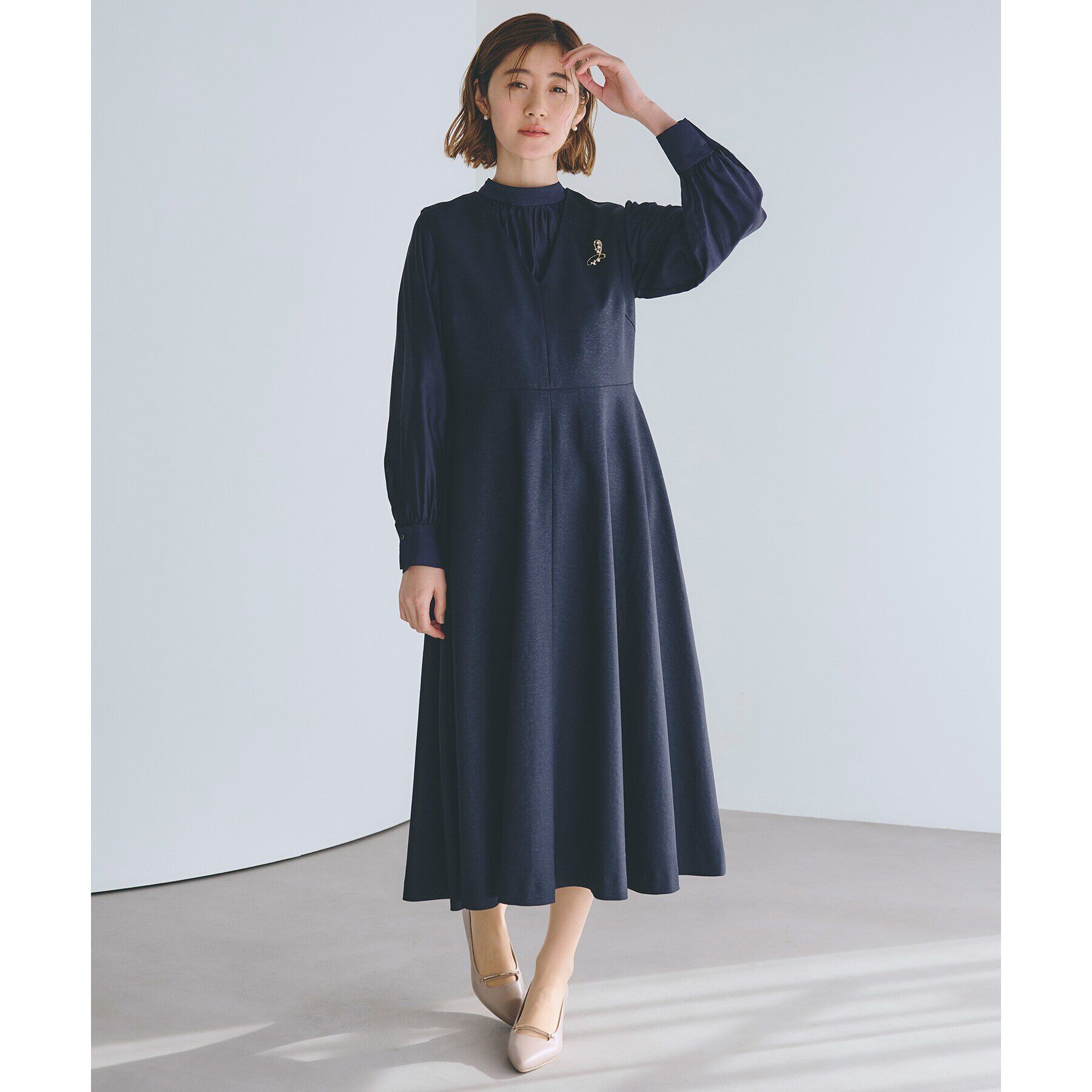 grove「ジャンパードレス＆ブラウスセットアップ」|ワンピース|ネイビー(094)