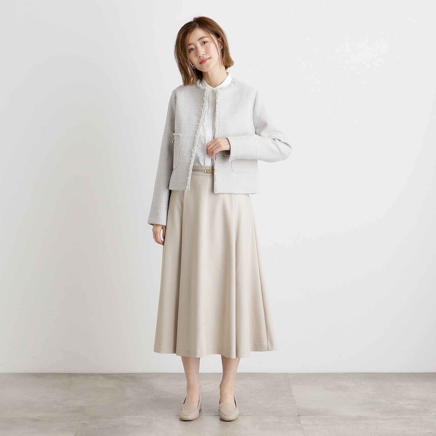grove「ベルト付きラメツイルフレアスカート」|スカート|
