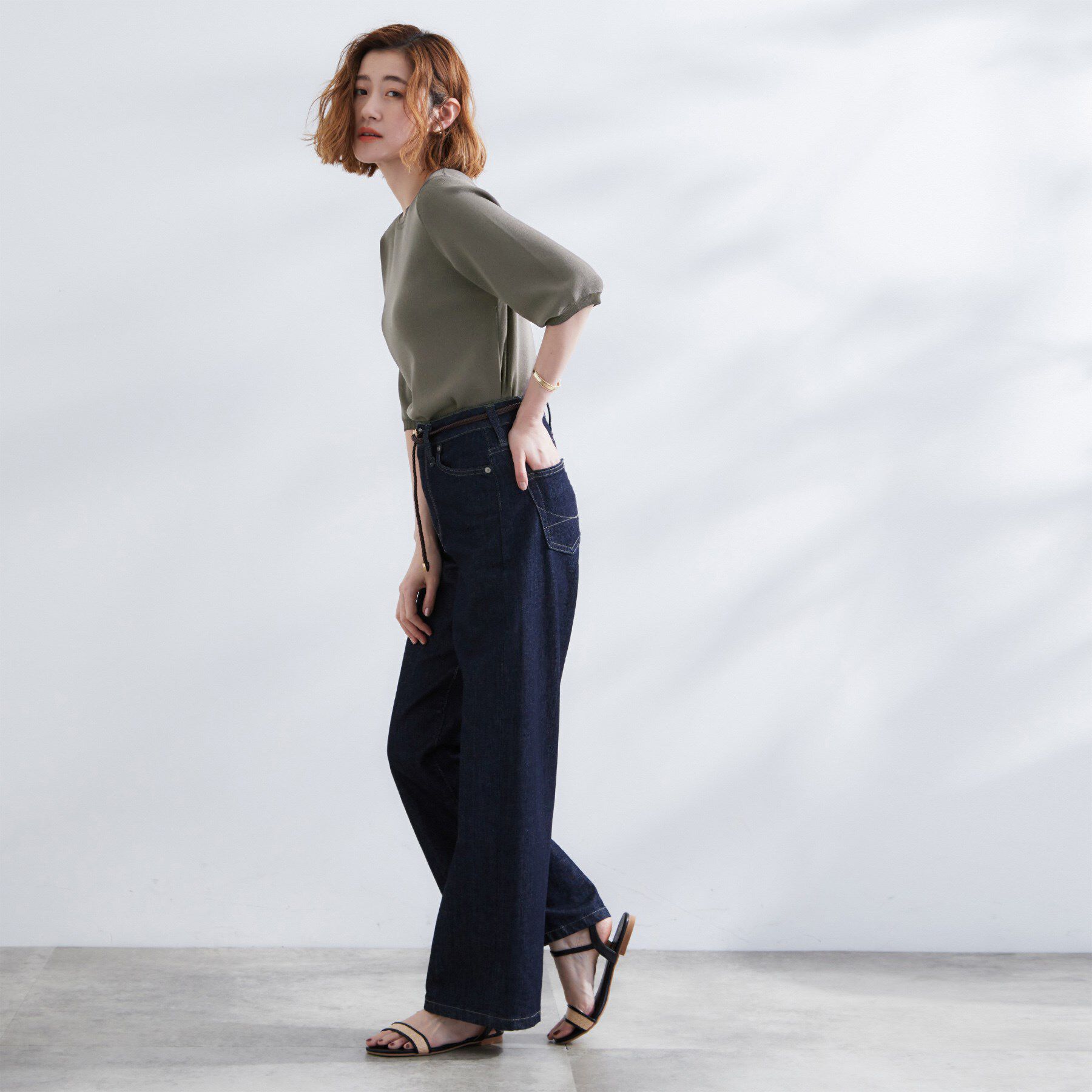 grove「ひんやり多機能・やわらかドライタッチ五分袖プルオーバー」|ニット・セーター|