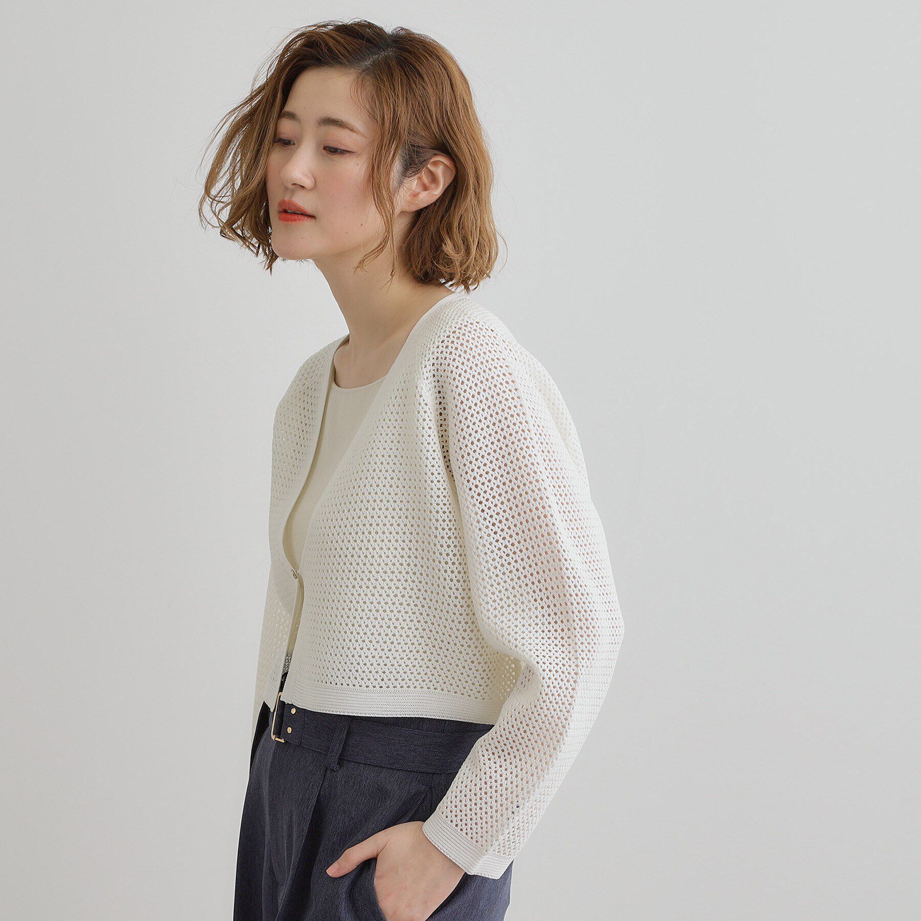 grove「ワイドスリーブメッシュカーディガン」|カーディガン|オフホワイト(003