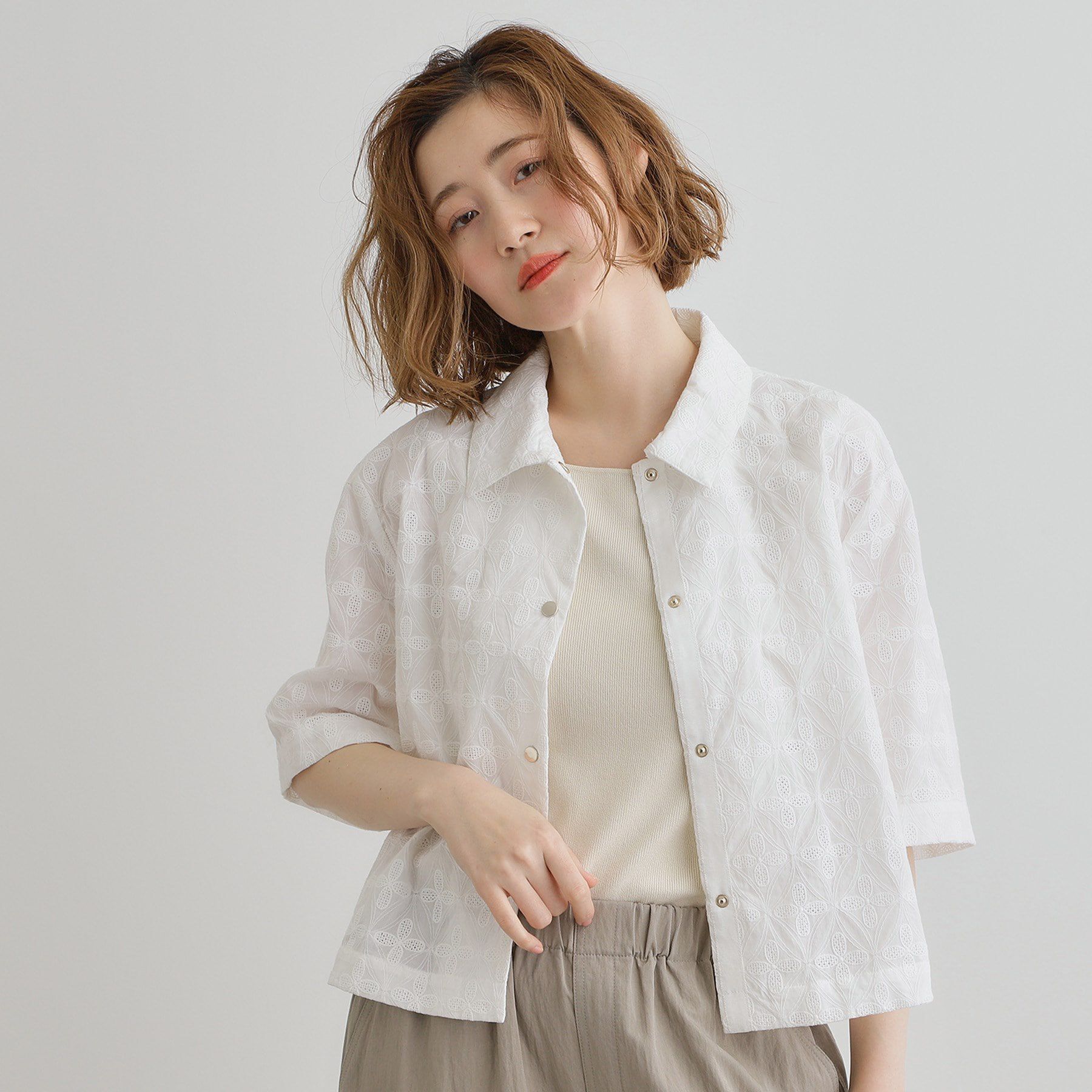 grove「刺繍レースショートジャケット」|テーラードジャケット|