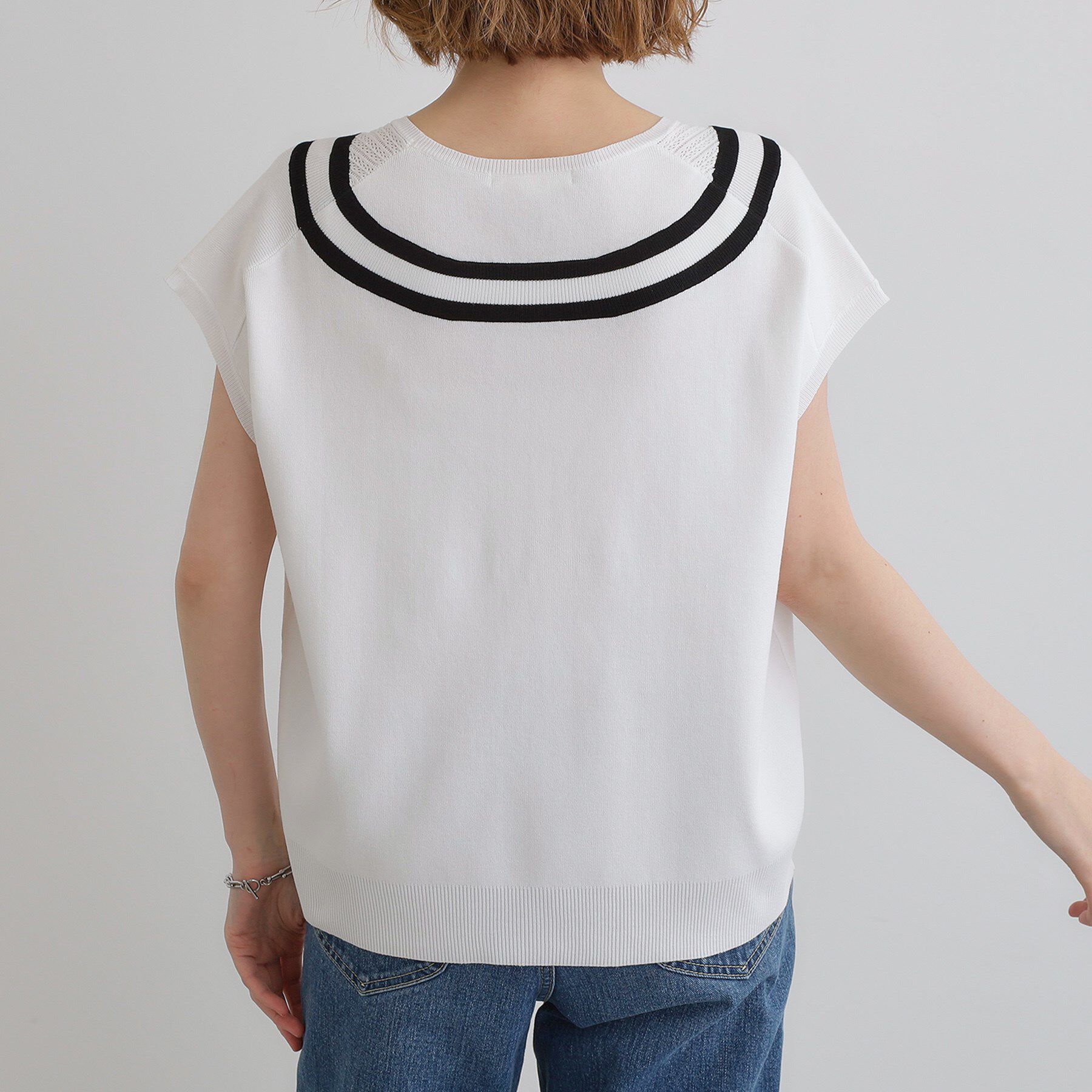 grove「繊細な透かし編みが上品な大人のチルデンニット」|ニット・セーター|