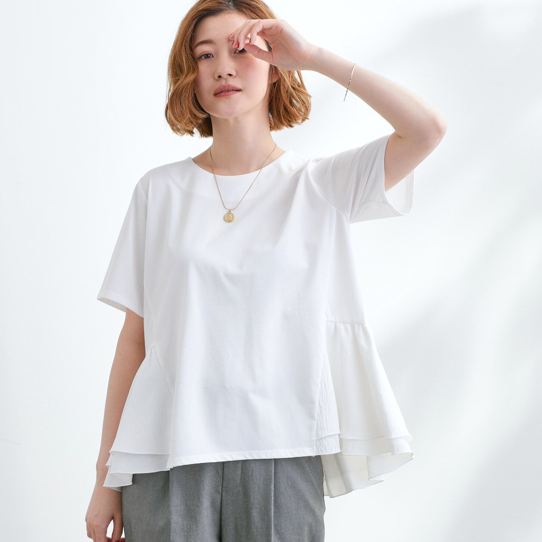 grove「【UV・冷感】布帛使いフレアーTシャツ」|Tシャツ・カットソー|