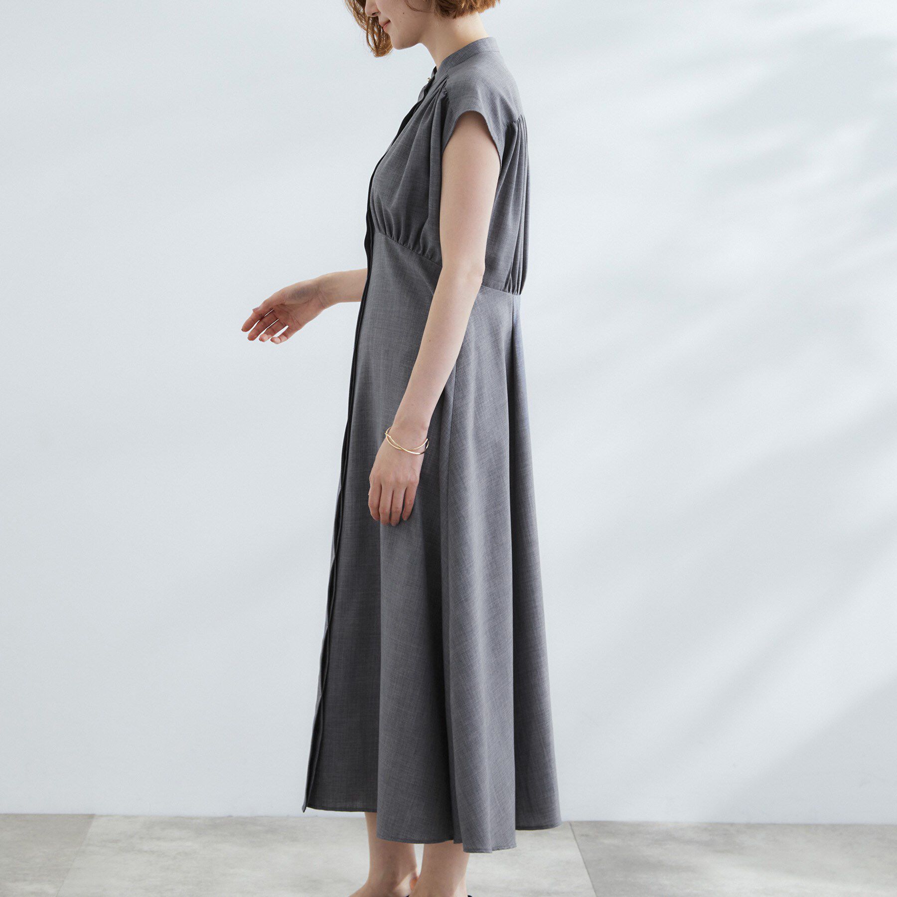grove「ウエスト高見えでスタイルアップ　上品スタンドカラーシャツワンピース」|ワンピース|
