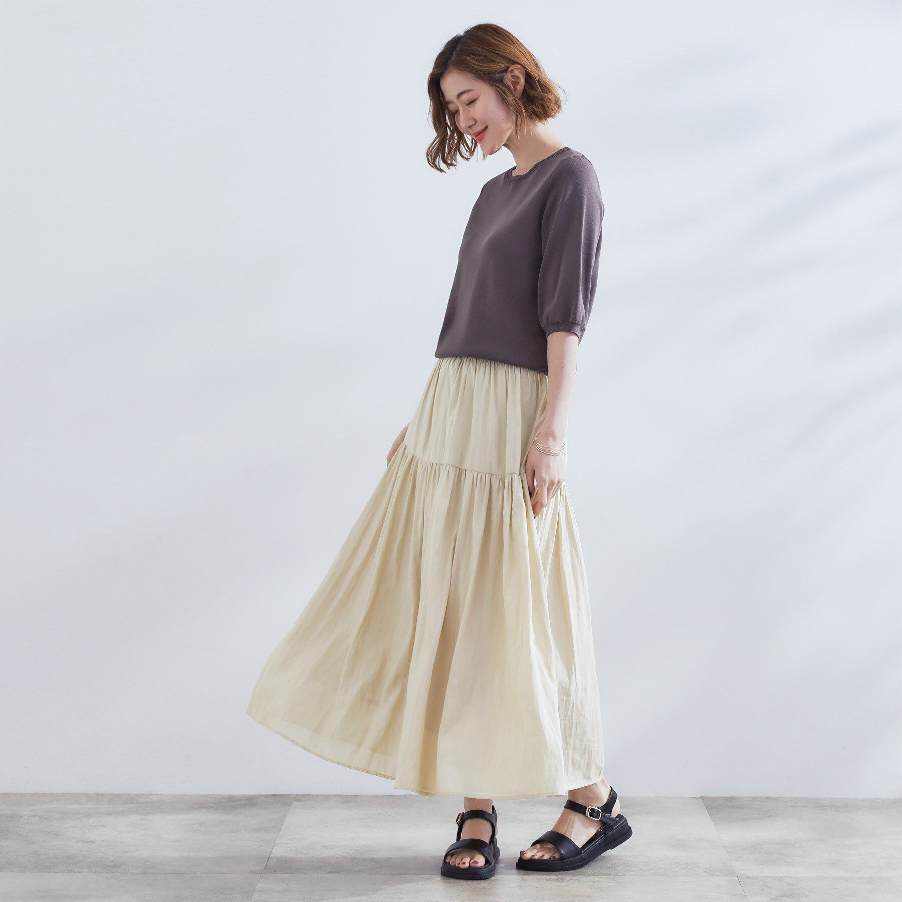 grove「【2点SET】可愛く着まわせる！便利なニットベスト＆スカートセット」|スーツ|