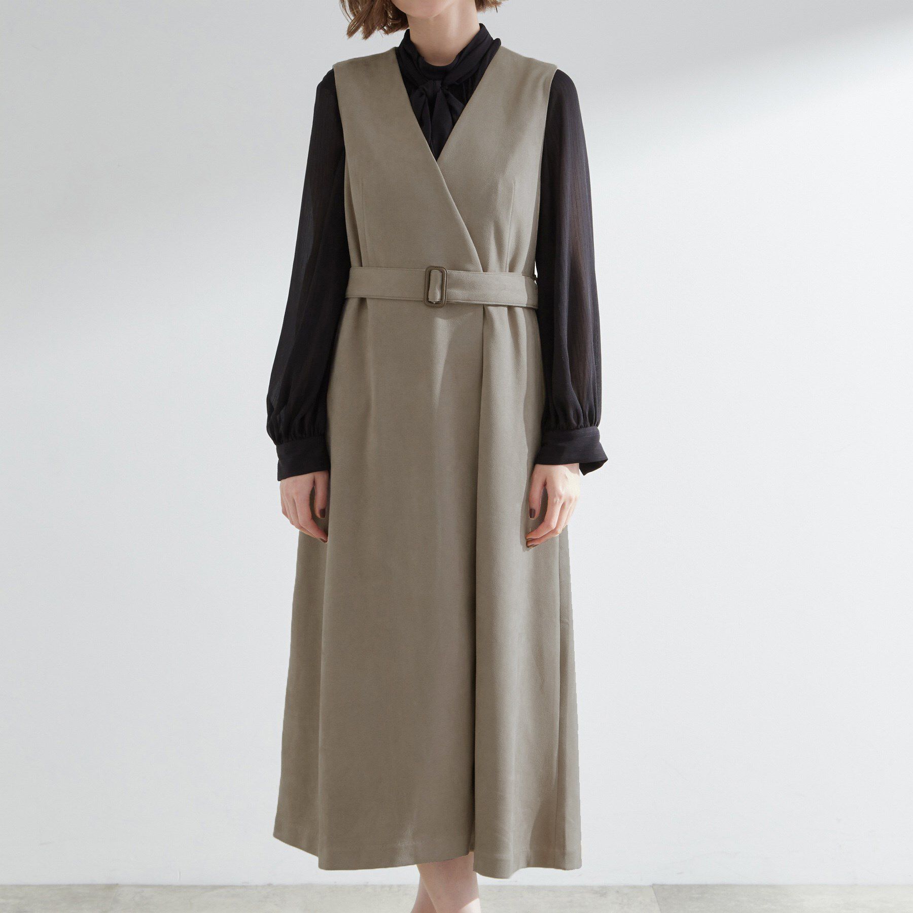 grove「【2WAY】スウェード調ジレワンピース」|ワンピース|