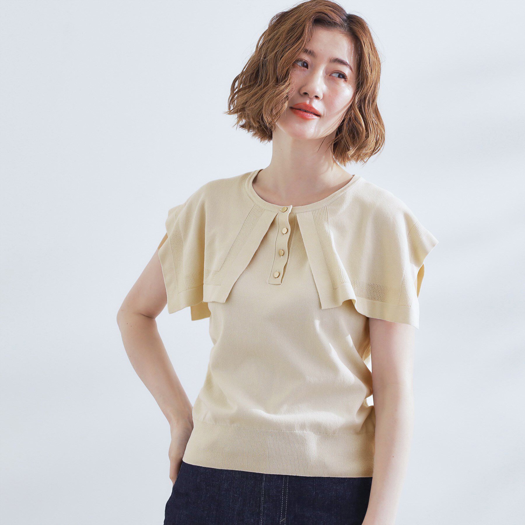 grove「【ひんやり/UVカット】大人の可愛さ　セーラーカラーニット」|ニット・セーター|