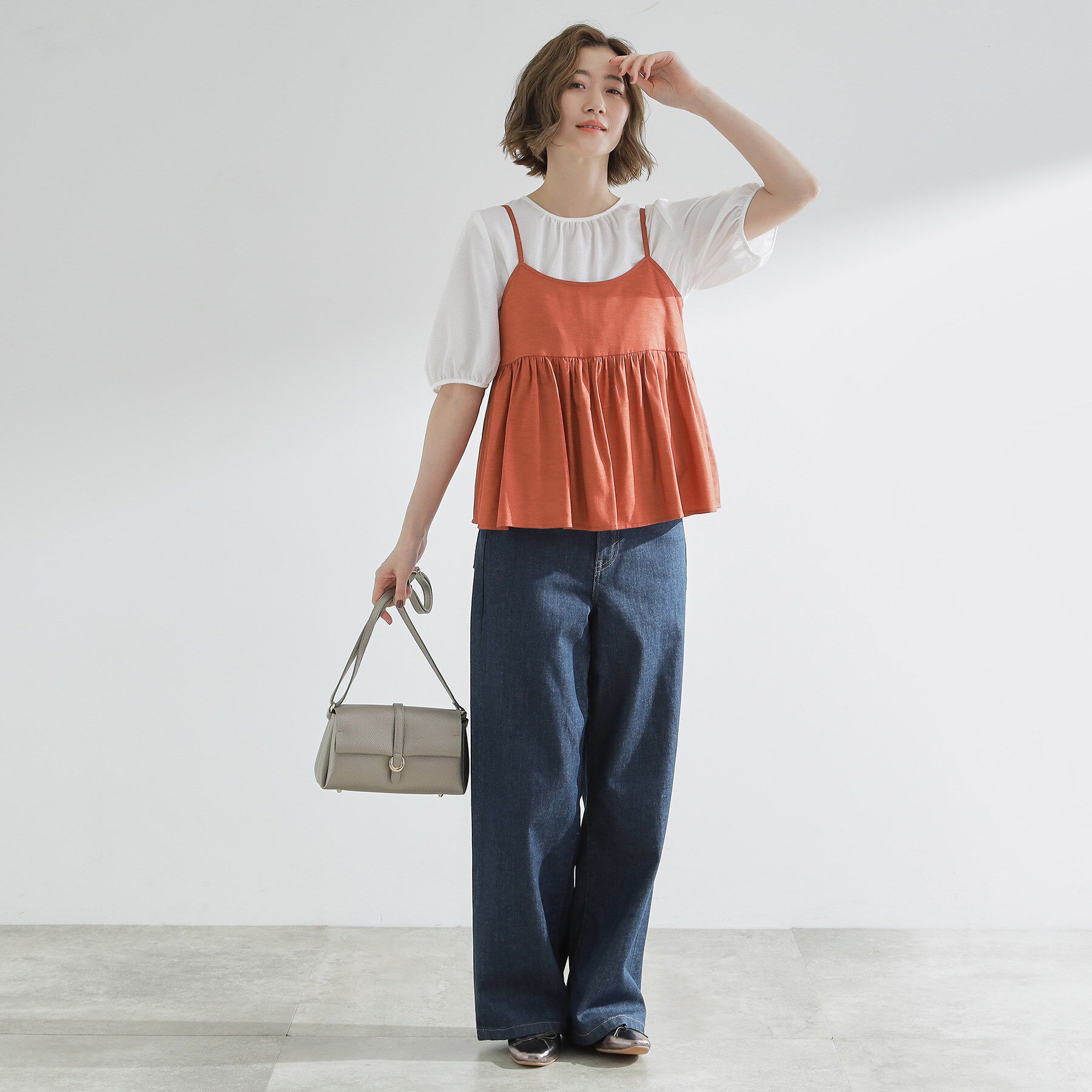 grove「【2点SET/お洒落見え/体型カバー】ツイード調キャミ&times;ブラウスセット」|シャツ・ブラウス|