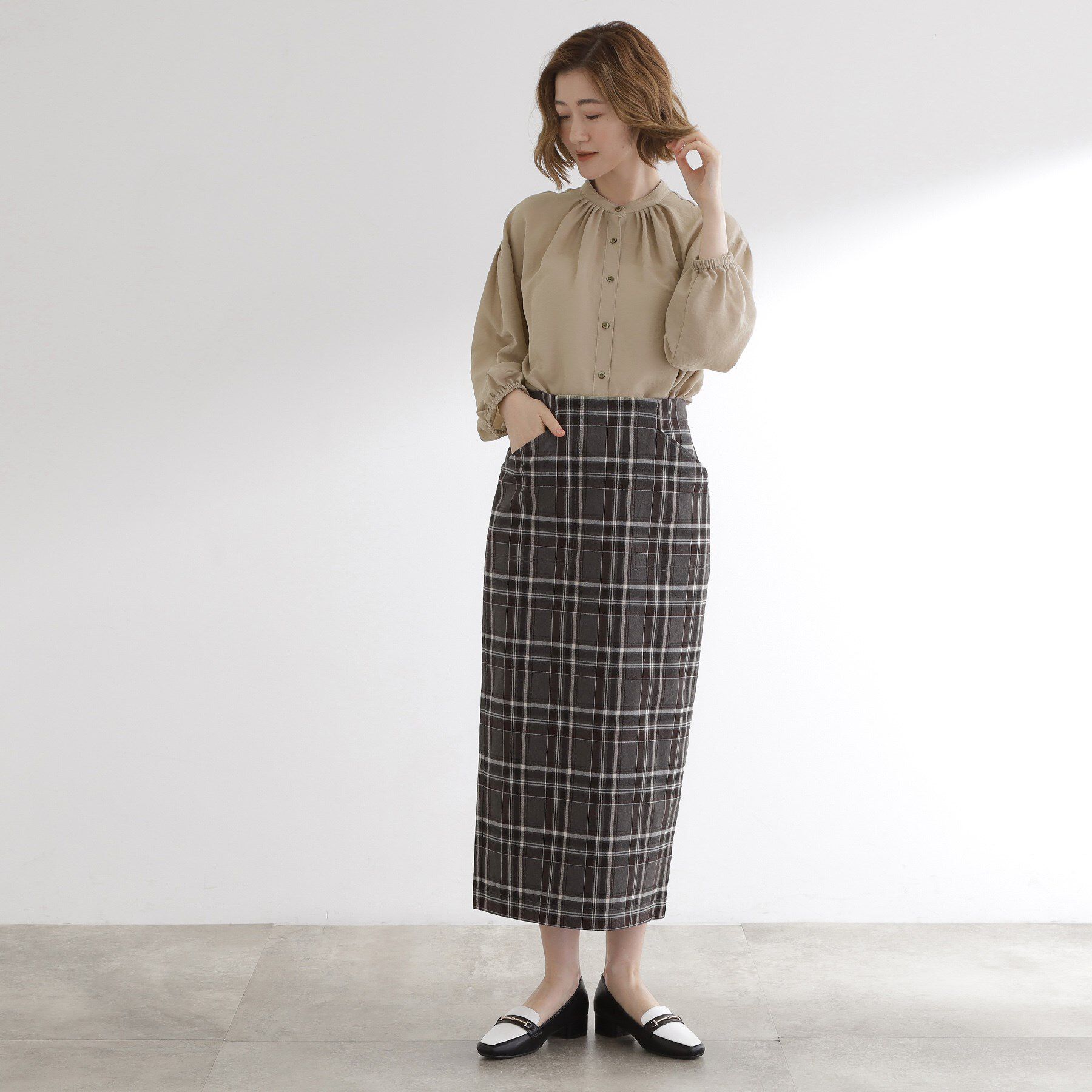 grove「【ひんやり/洗える】シアースタンドネックシャツブルゾン」|シャツ・ブラウス|