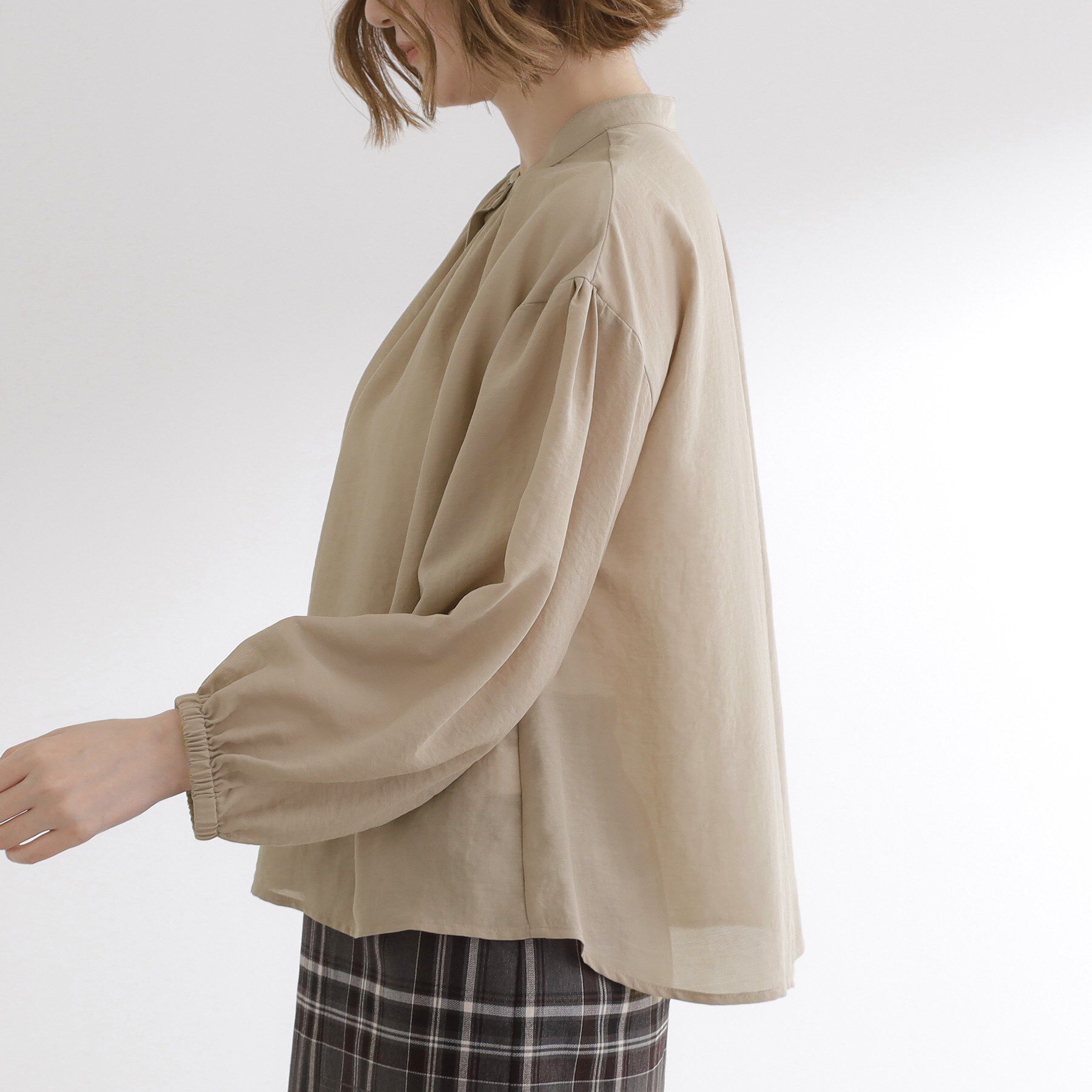 grove「【ひんやり/洗える】シアースタンドネックシャツブルゾン」|シャツ・ブラウス|