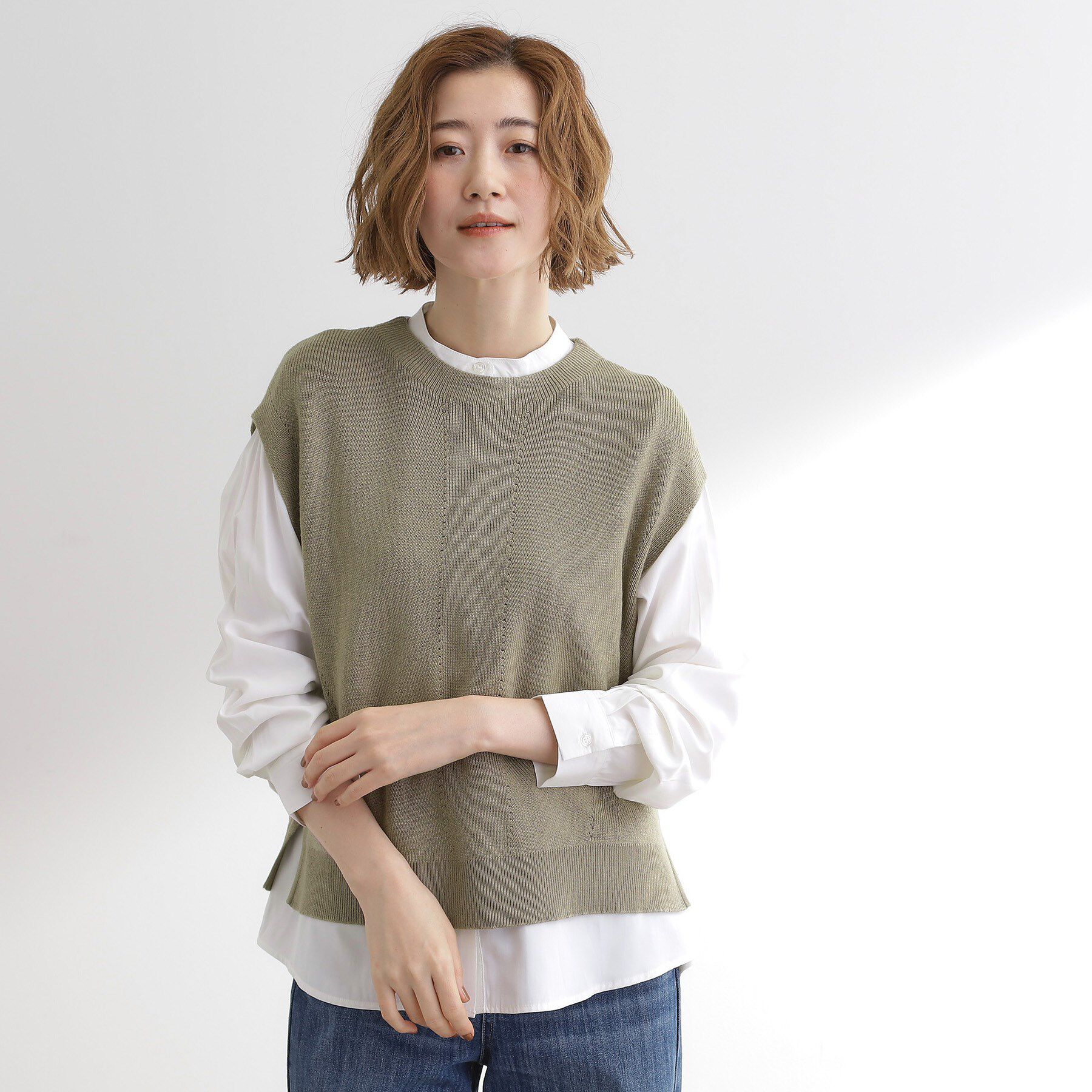 grove「ニットベスト&times;シャツセット」|その他|マイルドカーキ(02