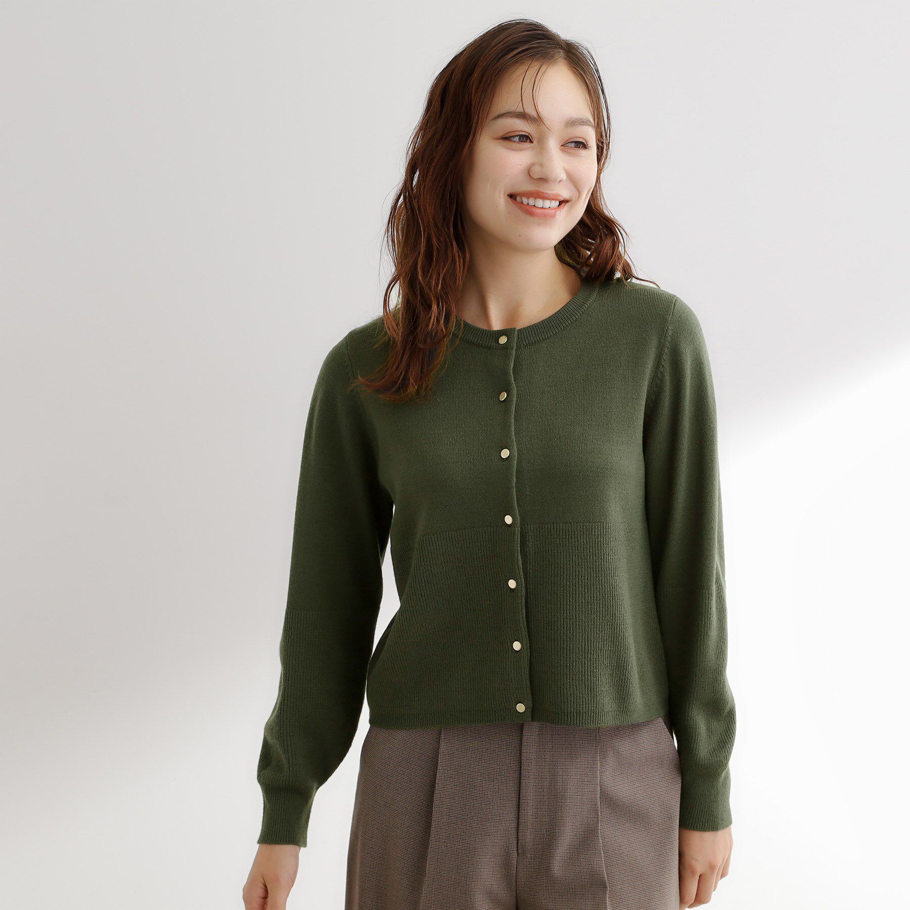 grove「【毛玉軽減／洗える】編地切替カーディガン」|カーディガン|