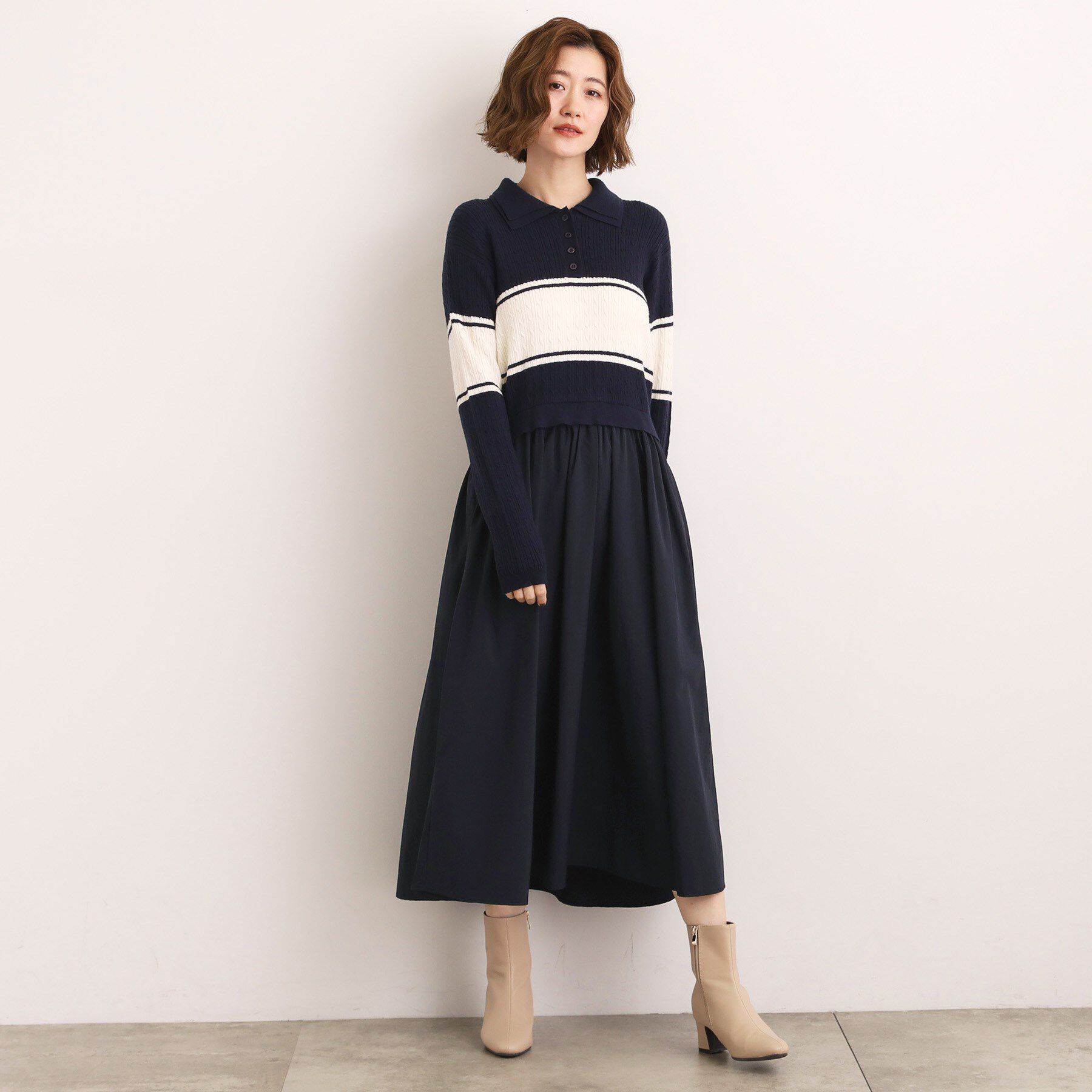 grove「【時短コーデ】ポロニットドッキングワンピース」|ワンピース|